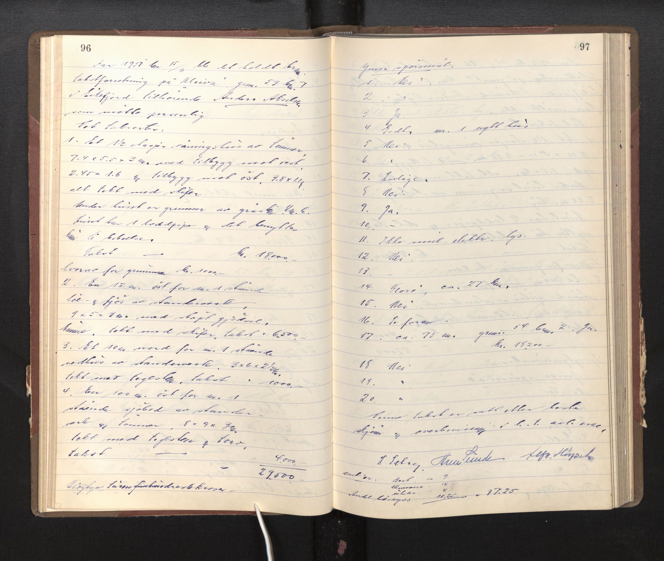 Lensmannen i Kinn, AV/SAB-A-28801/0012/L0004c: Branntakstprotokoll, 1950-1953, s. 96-97