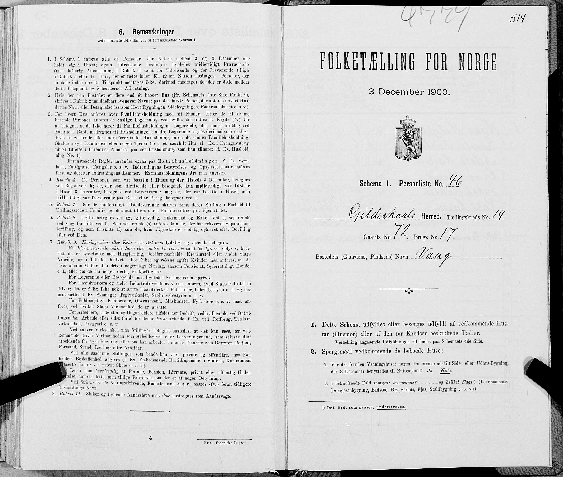 SAT, Folketelling 1900 for 1838 Gildeskål herred, 1900, s. 1497