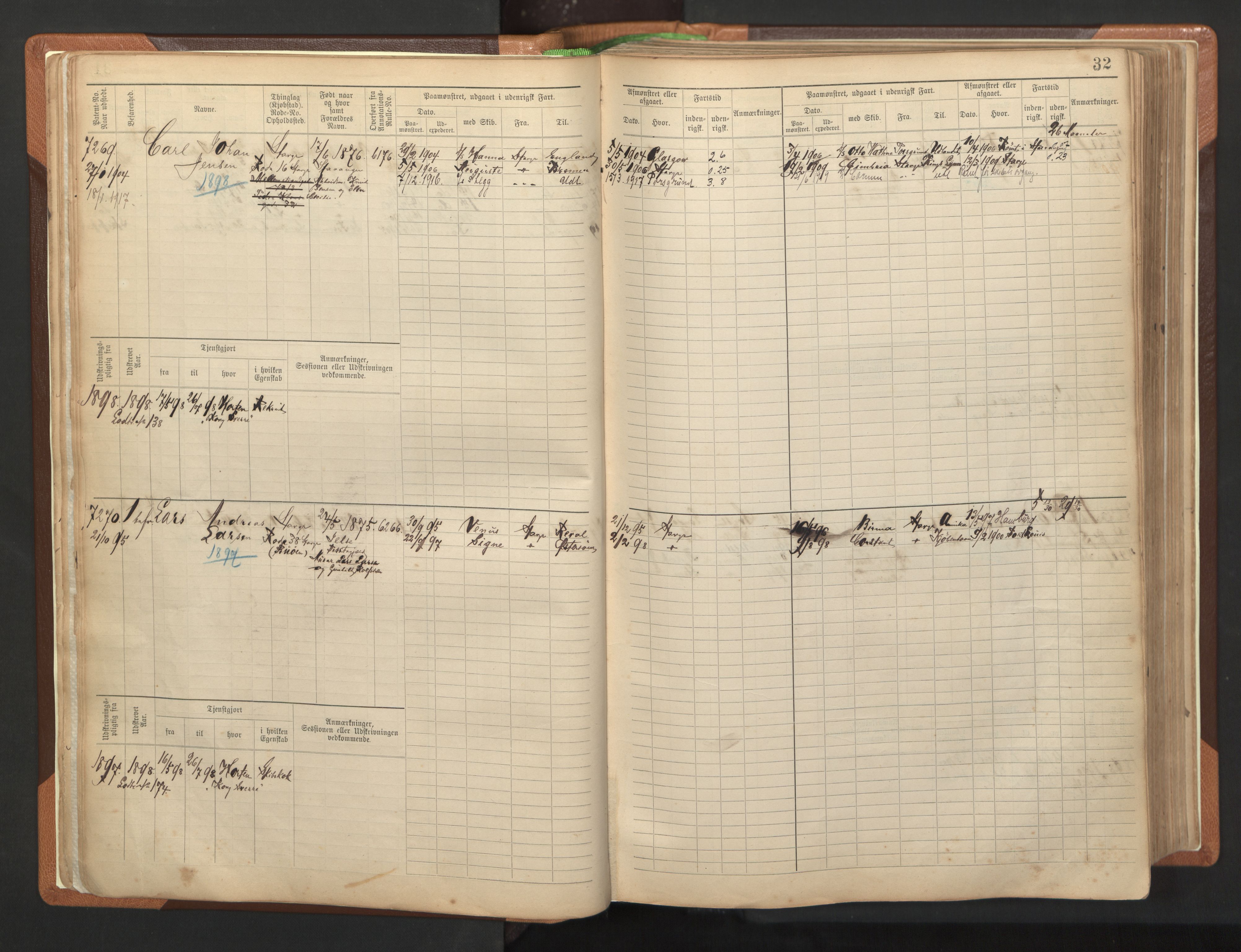 Stavanger sjømannskontor, AV/SAST-A-102006/F/Fb/Fbb/L0012: Sjøfartshovedrulle, patentnr. 7207-8158, 1894-1904, s. 35