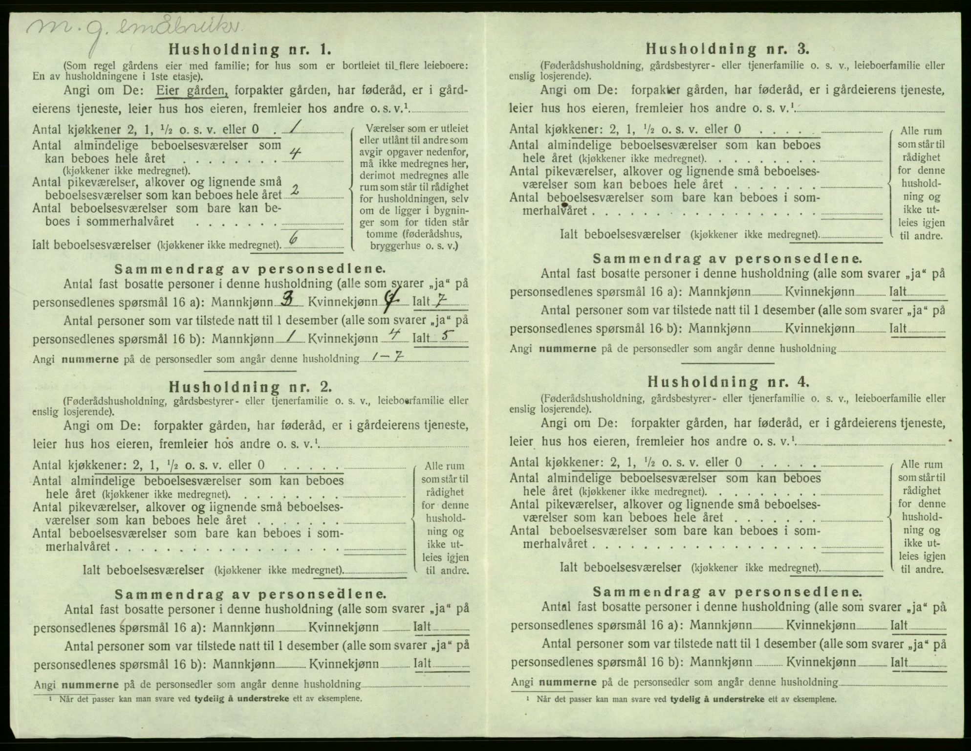 SAB, Folketelling 1920 for 1245 Sund herred, 1920, s. 722