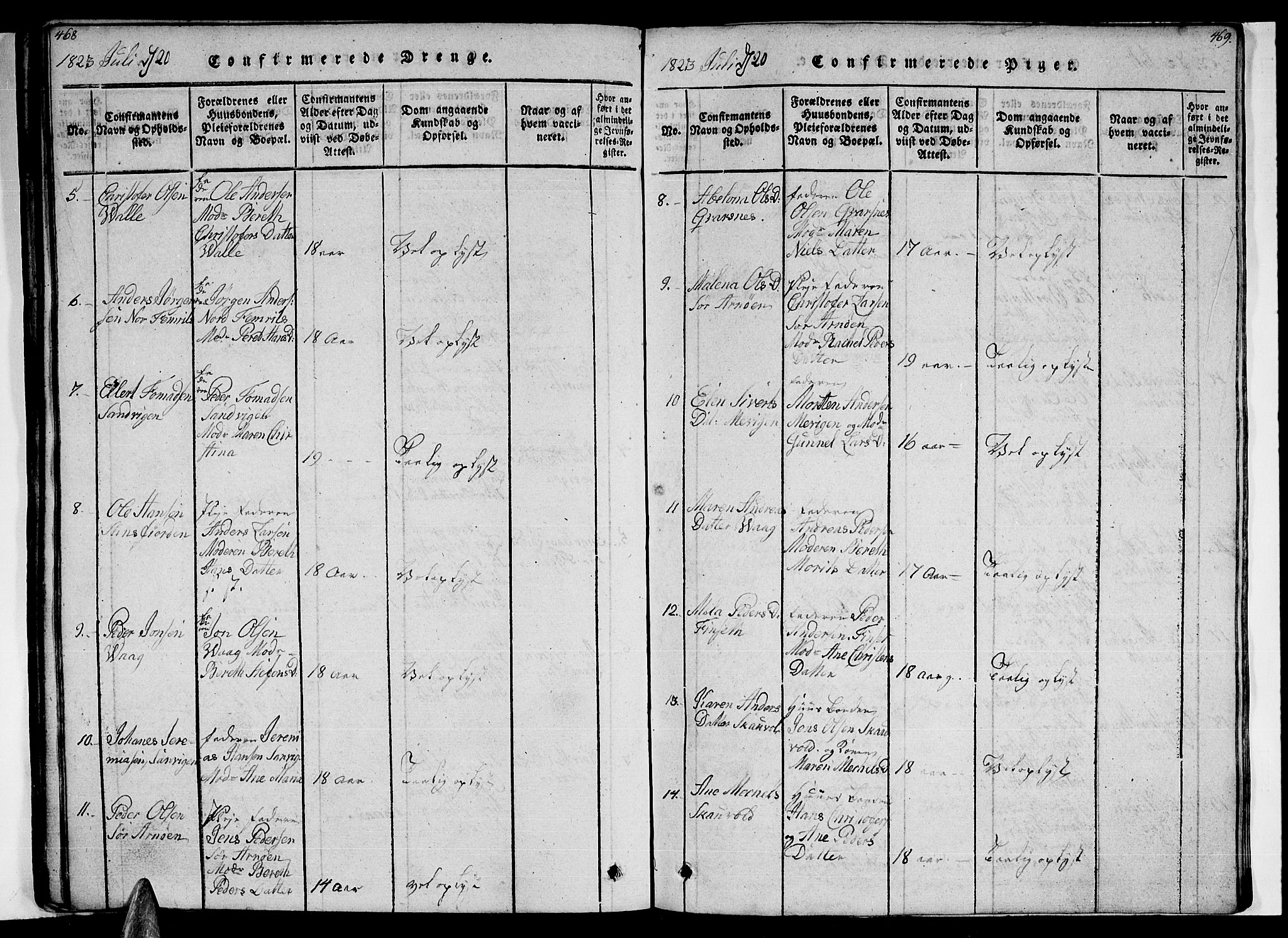 Ministerialprotokoller, klokkerbøker og fødselsregistre - Nordland, AV/SAT-A-1459/805/L0105: Klokkerbok nr. 805C01, 1820-1839, s. 468-469