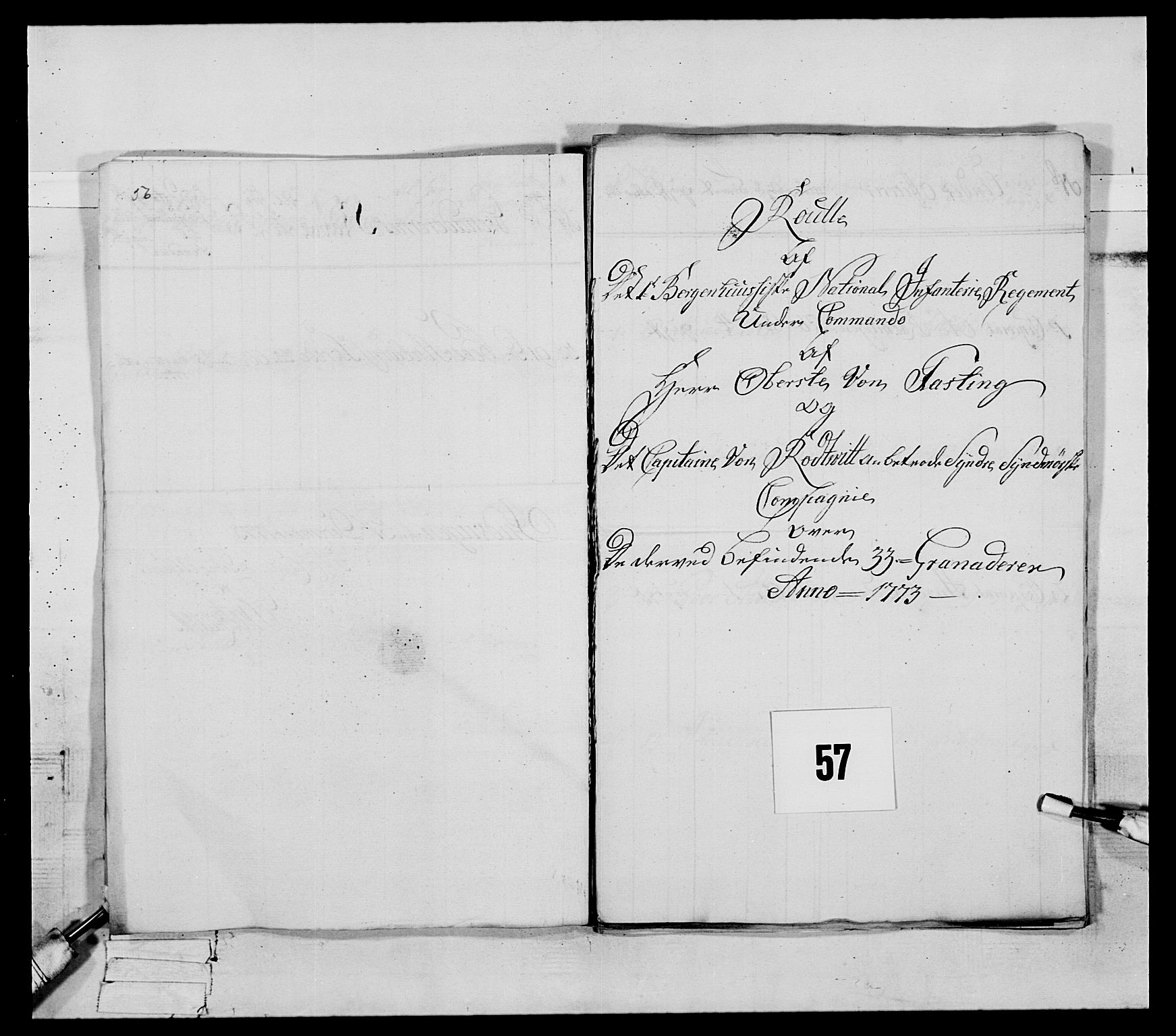 Generalitets- og kommissariatskollegiet, Det kongelige norske kommissariatskollegium, AV/RA-EA-5420/E/Eh/L0089: 1. Bergenhusiske nasjonale infanteriregiment, 1769-1773, s. 398
