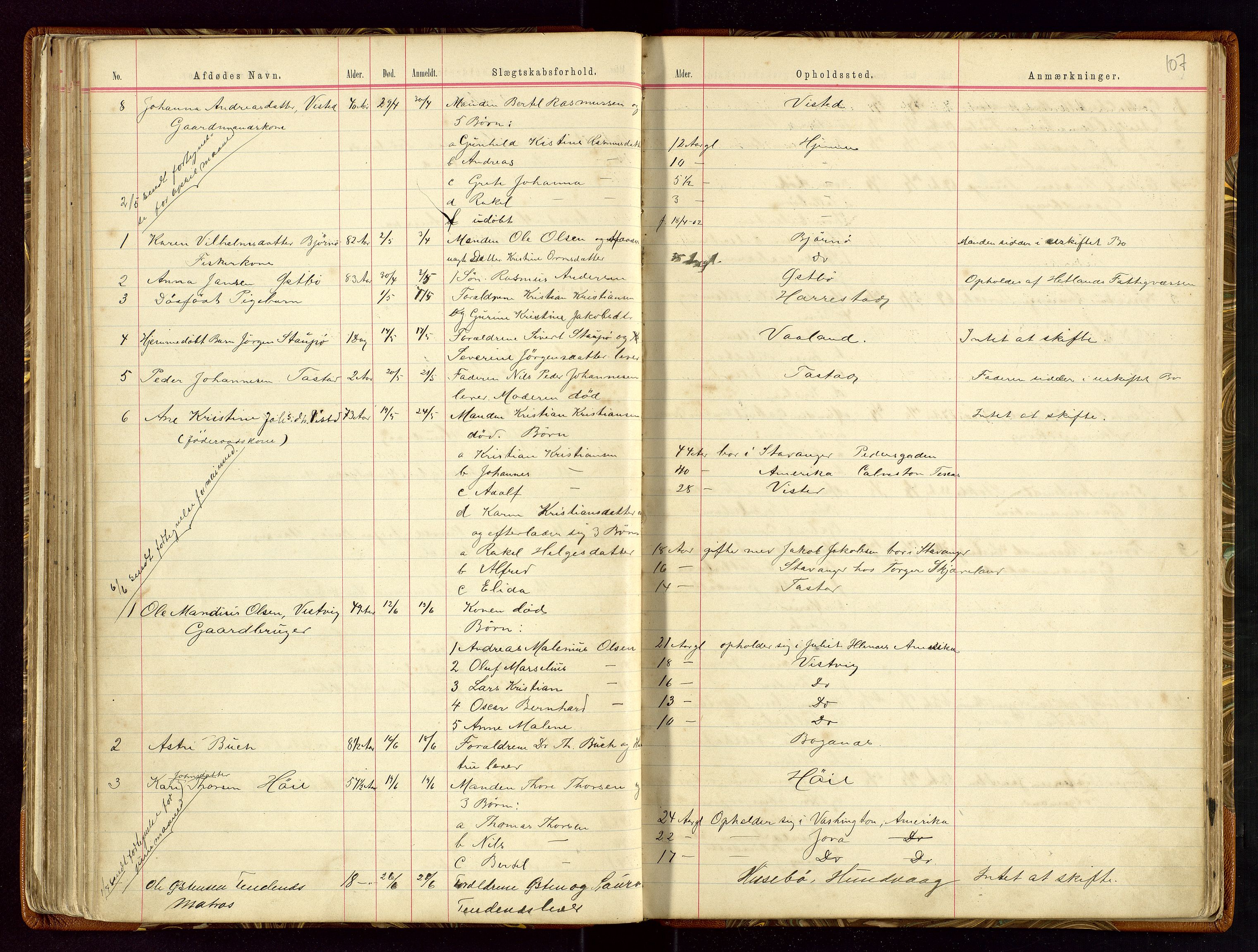 Hetland lensmannskontor, AV/SAST-A-100101/Gga/L0001: Dødsfallprotokoll, 1883-1910, s. 107