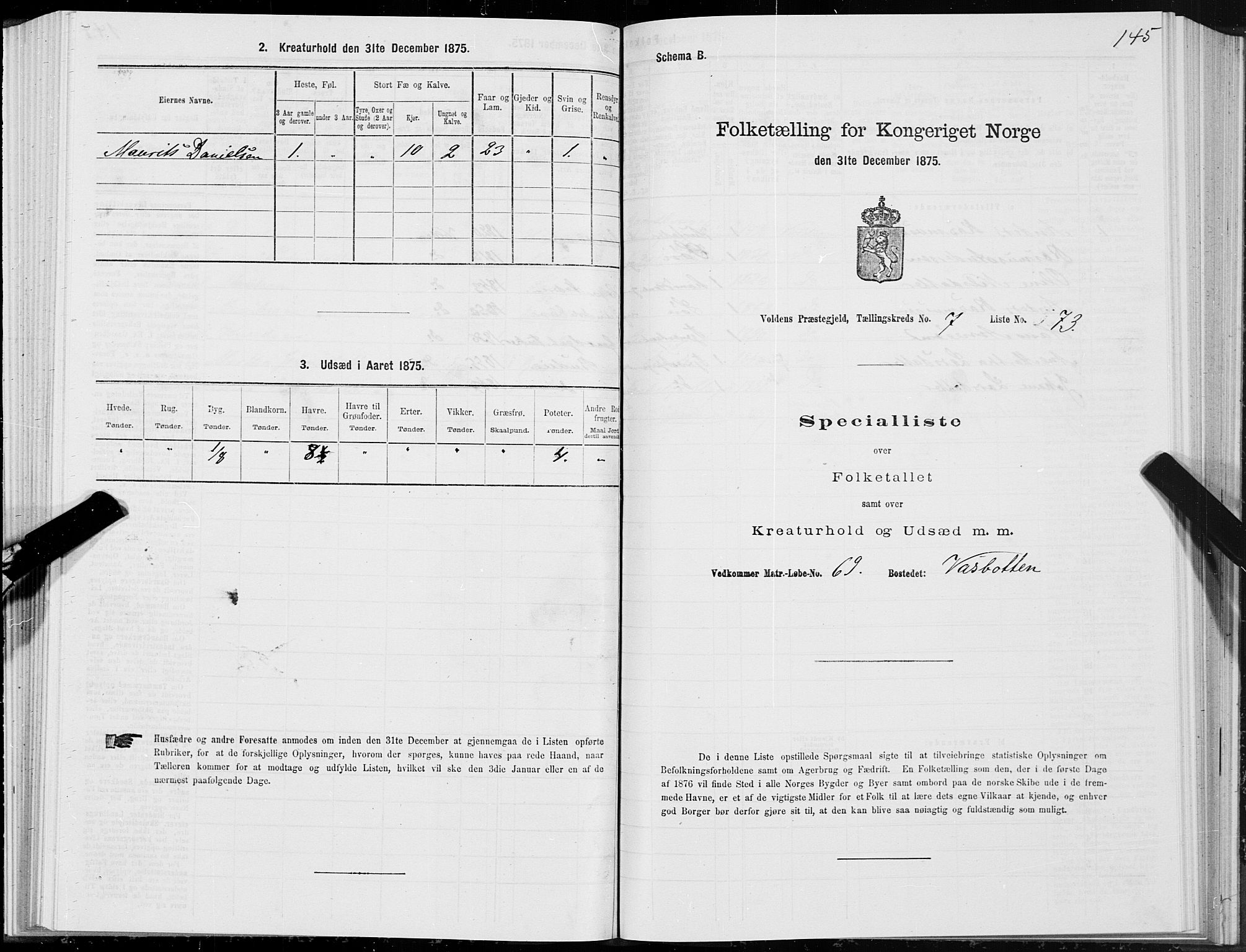 SAT, Folketelling 1875 for 1519P Volda prestegjeld, 1875, s. 5145