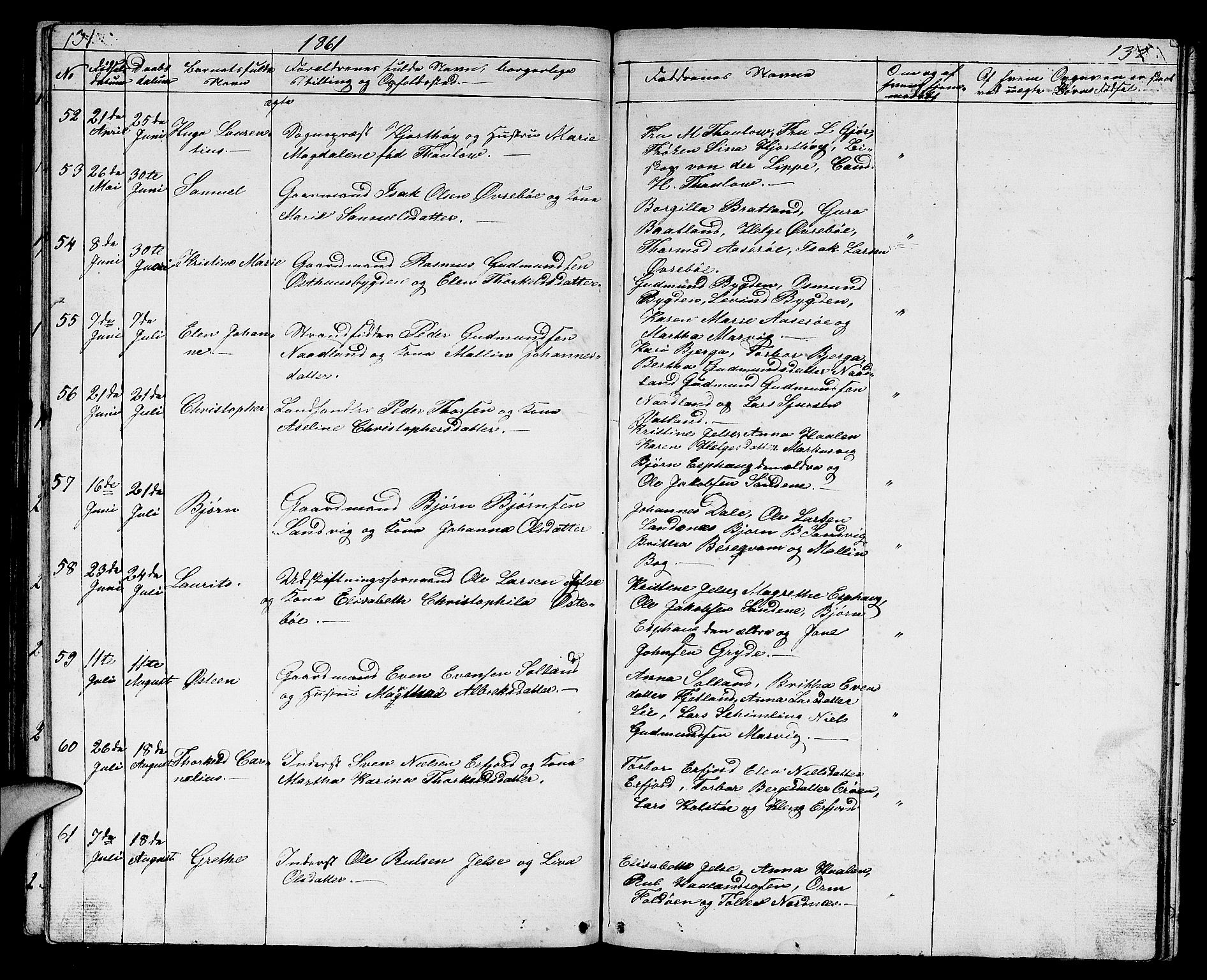 Jelsa sokneprestkontor, AV/SAST-A-101842/01/V: Klokkerbok nr. B 2, 1852-1863, s. 131-132