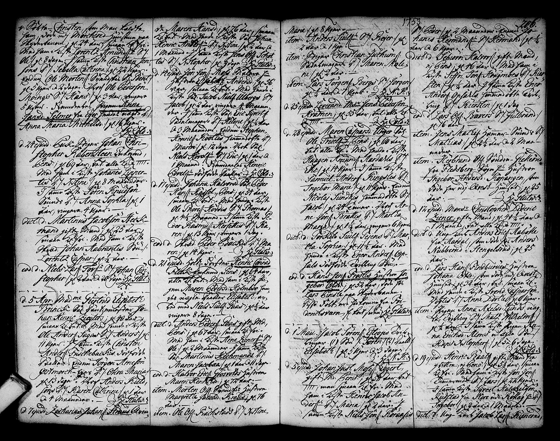 Kongsberg kirkebøker, SAKO/A-22/F/Fa/L0003: Ministerialbok nr. I 3, 1744-1755, s. 206