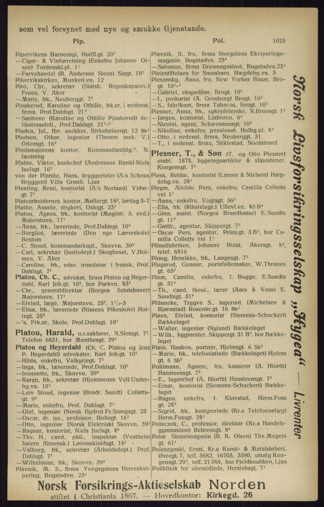 Kristiania/Oslo adressebok, PUBL/-, 1916, s. 1025
