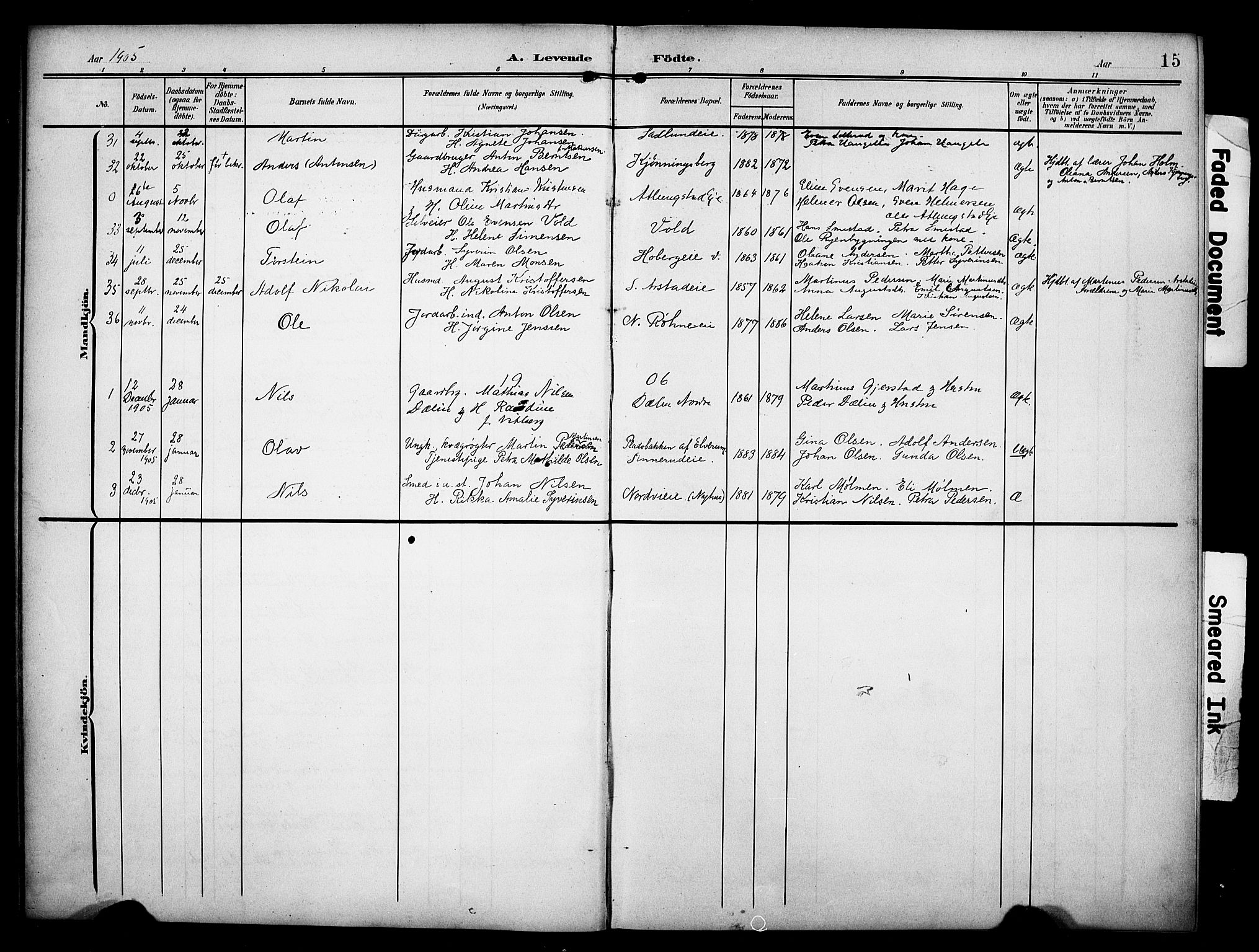 Stange prestekontor, AV/SAH-PREST-002/K/L0022: Ministerialbok nr. 22, 1903-1914, s. 15