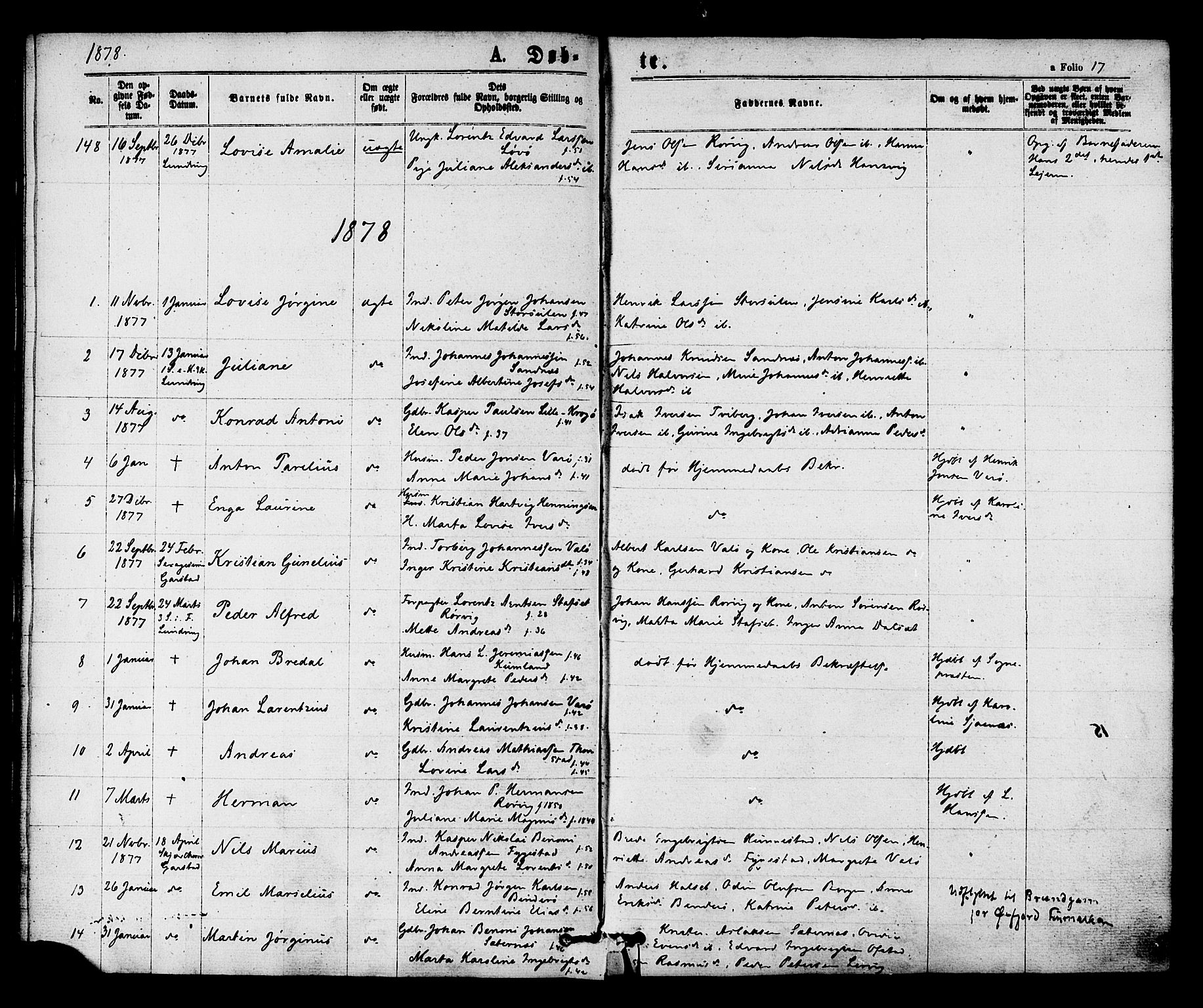 Ministerialprotokoller, klokkerbøker og fødselsregistre - Nord-Trøndelag, SAT/A-1458/784/L0671: Ministerialbok nr. 784A06, 1876-1879, s. 17