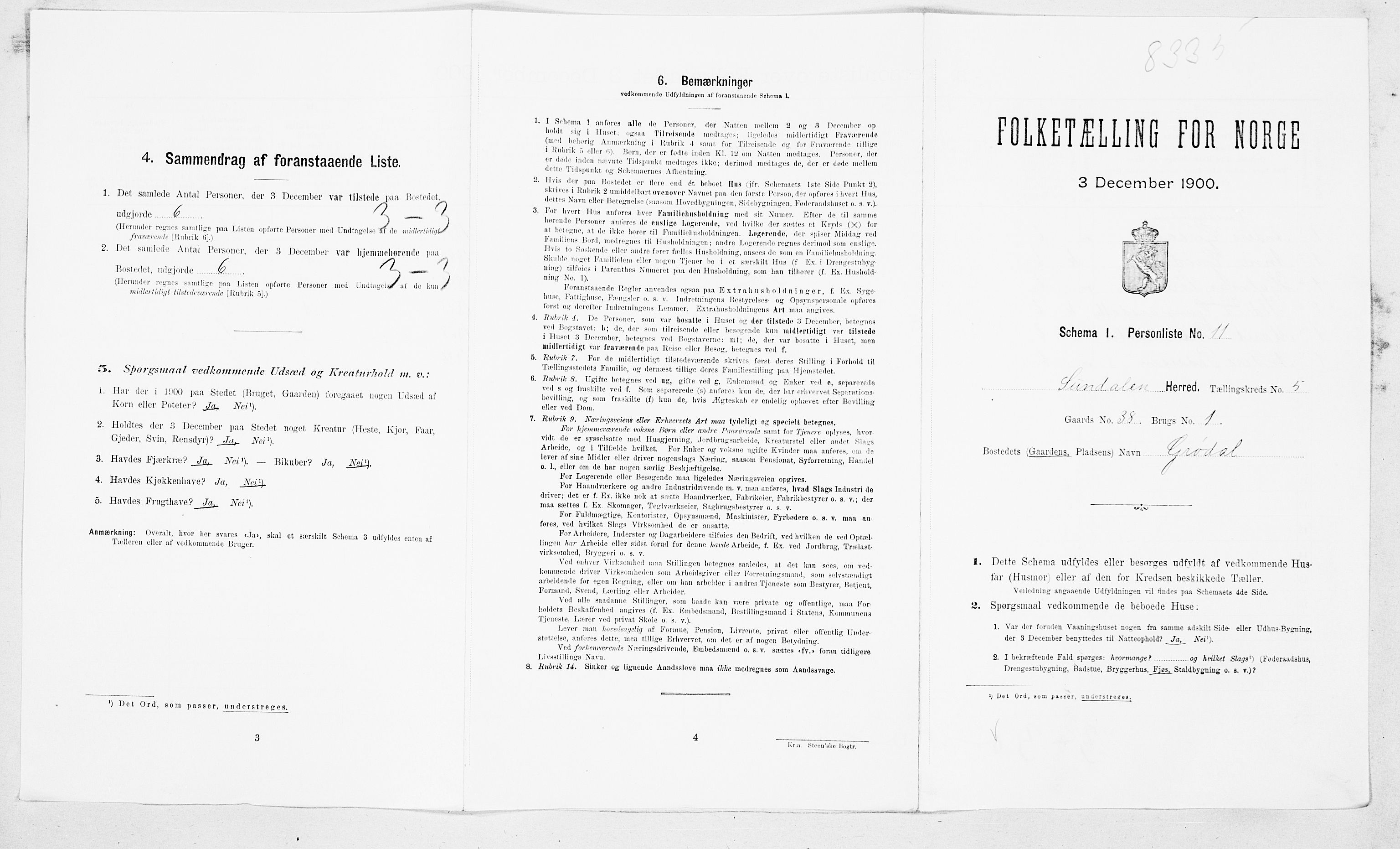 SAT, Folketelling 1900 for 1563 Sunndal herred, 1900, s. 316