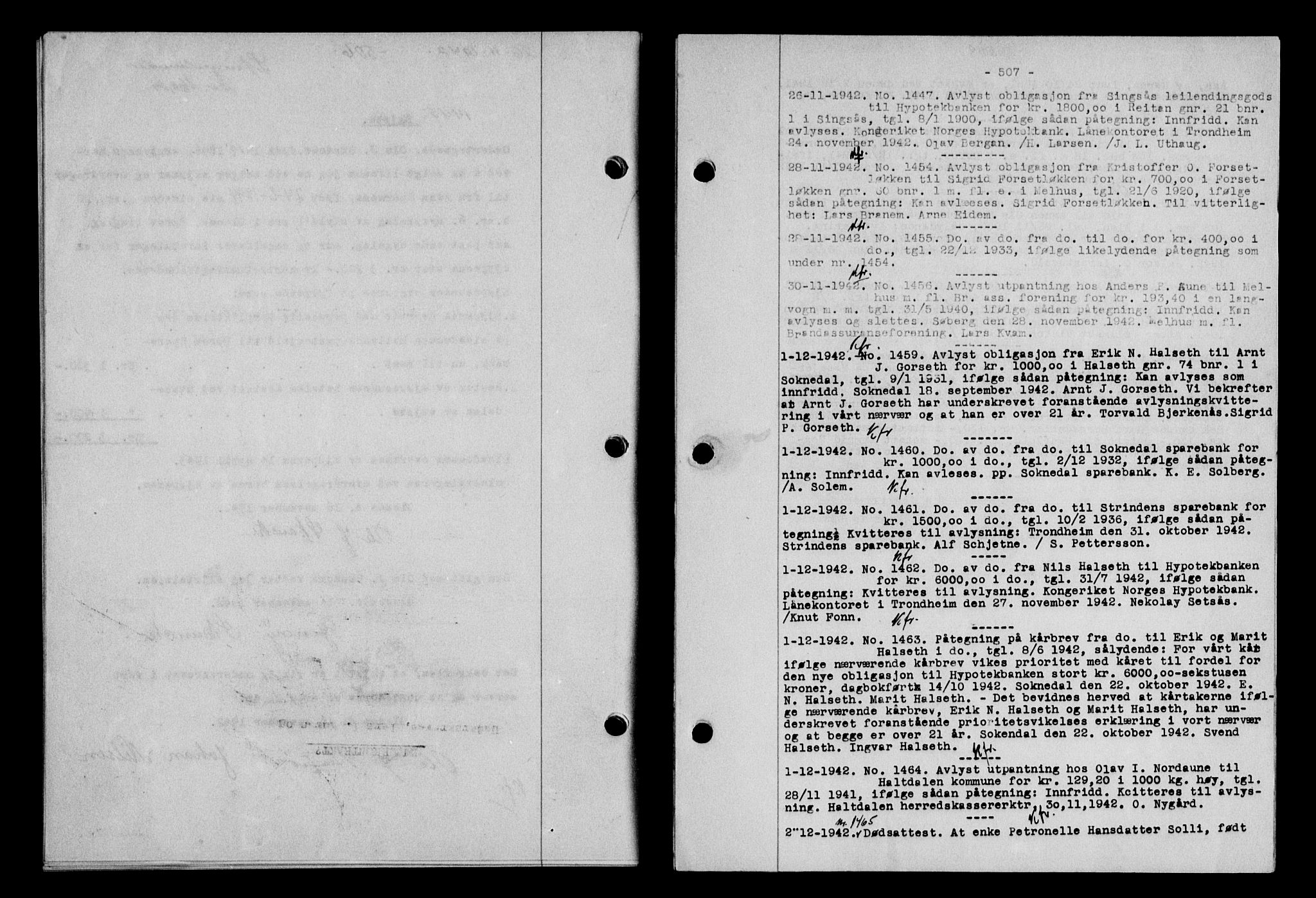 Gauldal sorenskriveri, SAT/A-0014/1/2/2C/L0055: Pantebok nr. 60, 1942-1942, Dagboknr: 1447/1942