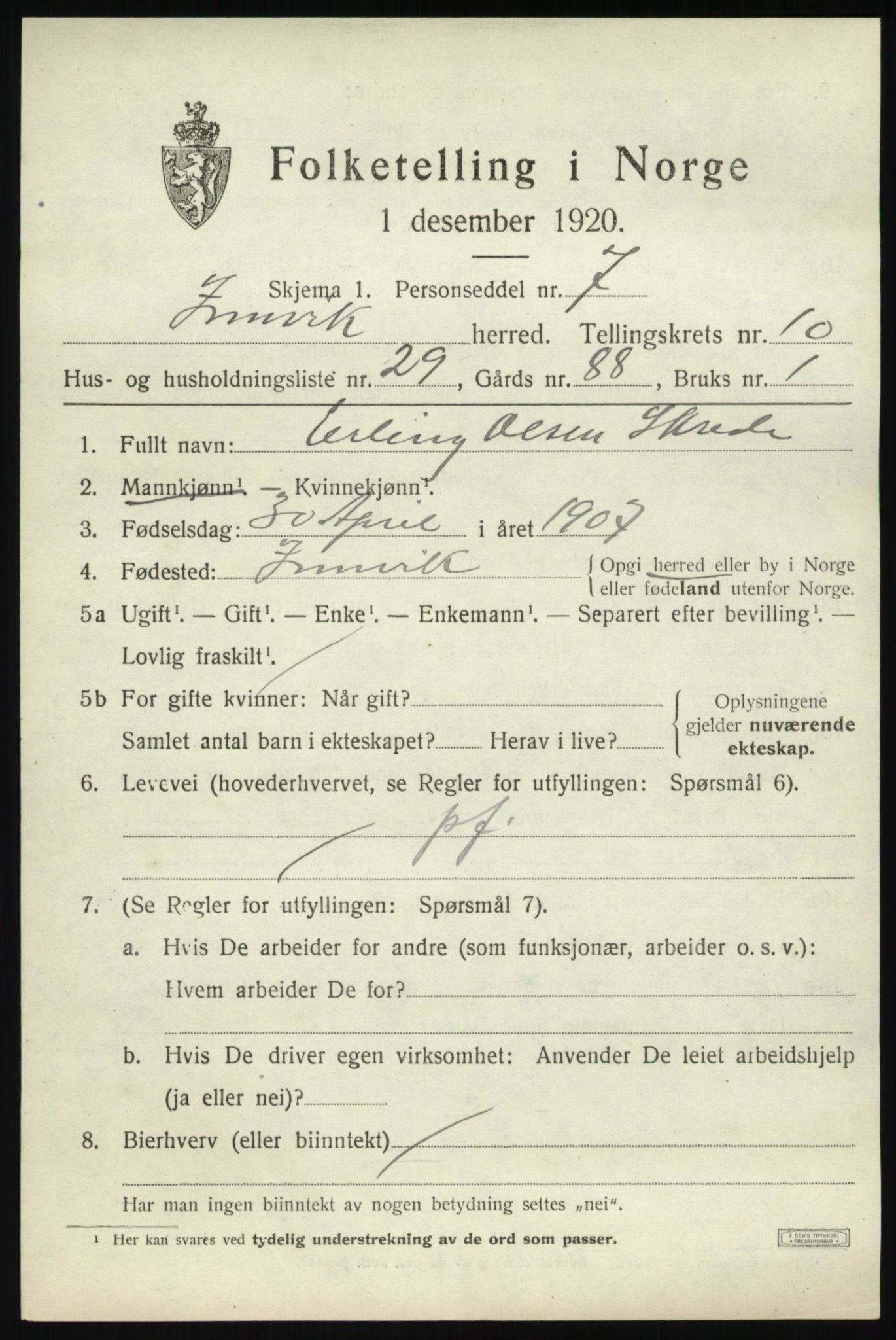 SAB, Folketelling 1920 for 1447 Innvik herred, 1920, s. 4435