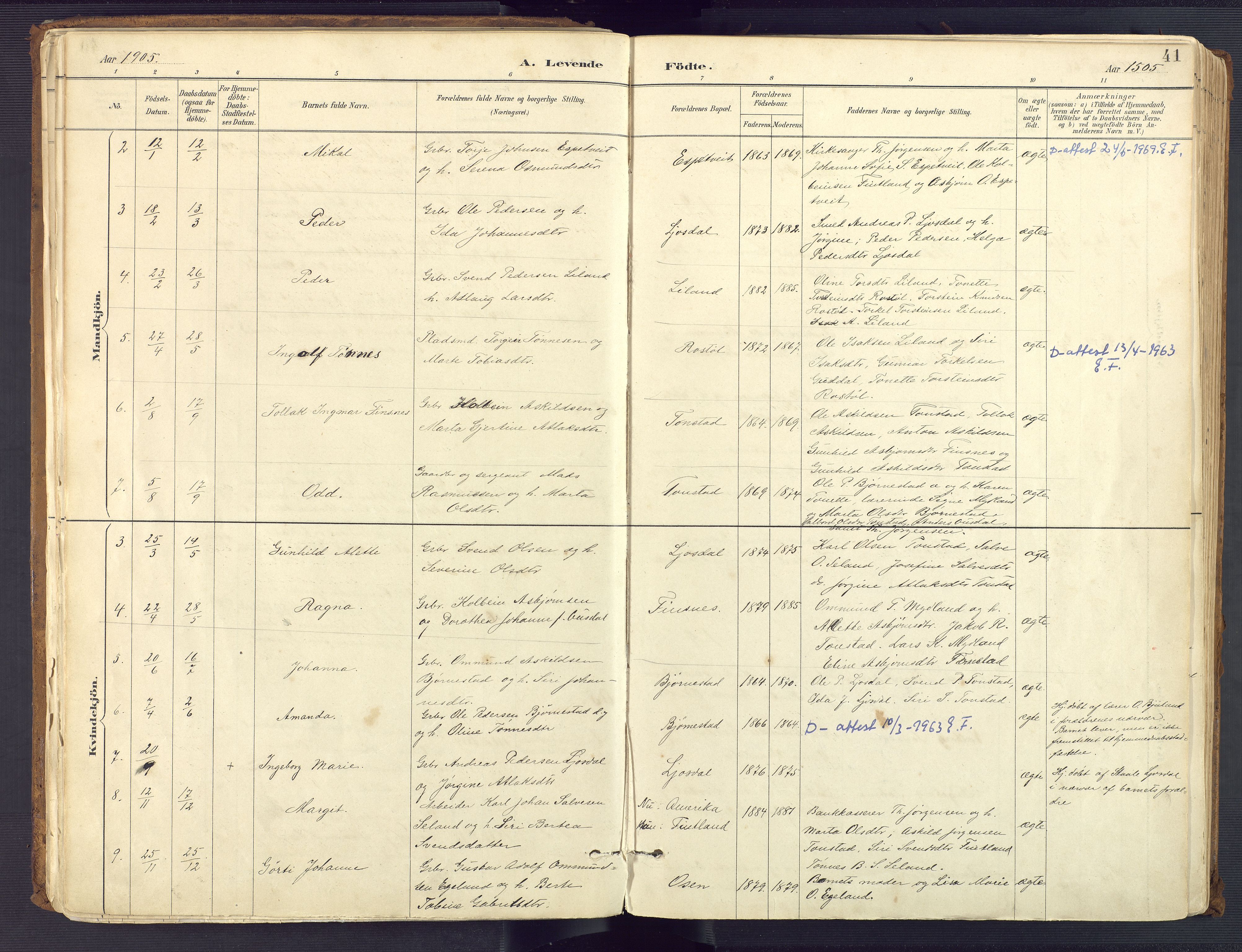 Sirdal sokneprestkontor, SAK/1111-0036/F/Fa/Fab/L0004: Ministerialbok nr. A 4, 1887-1919, s. 41