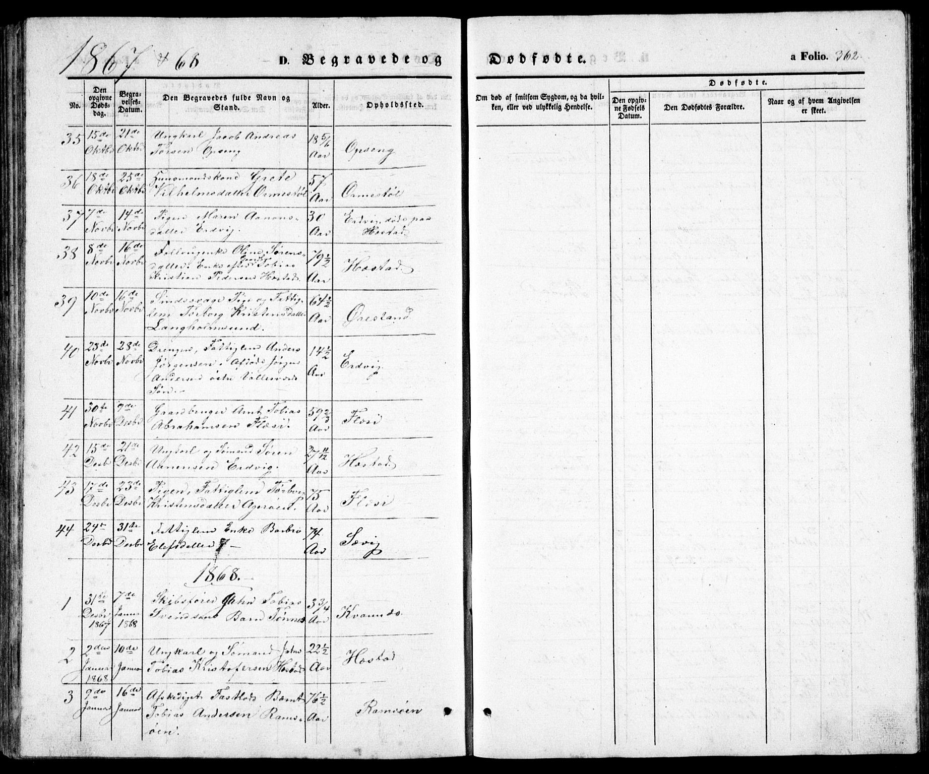 Høvåg sokneprestkontor, SAK/1111-0025/F/Fb/L0002: Klokkerbok nr. B 2, 1847-1869, s. 362