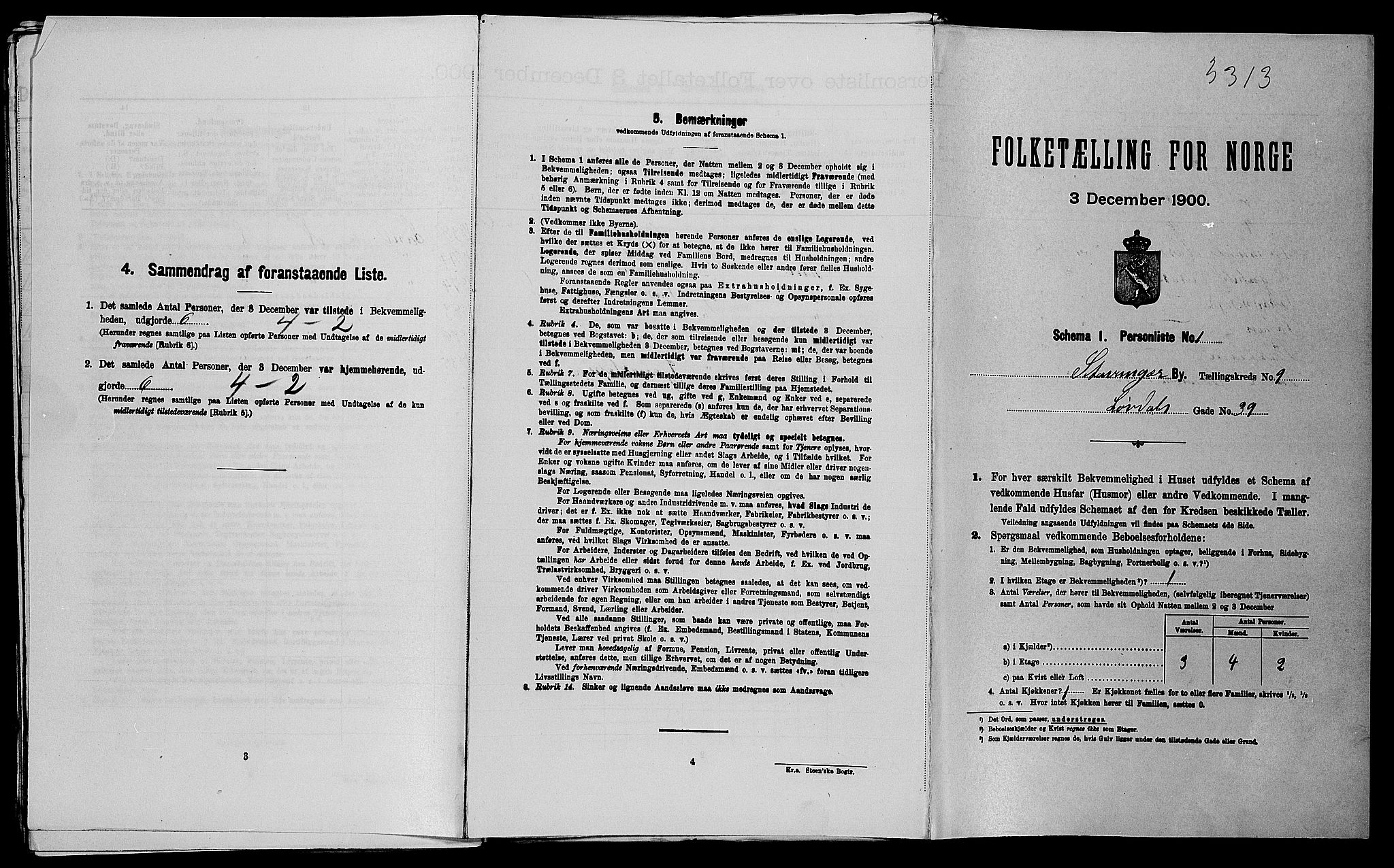 SAST, Folketelling 1900 for 1103 Stavanger kjøpstad, 1900, s. 3940