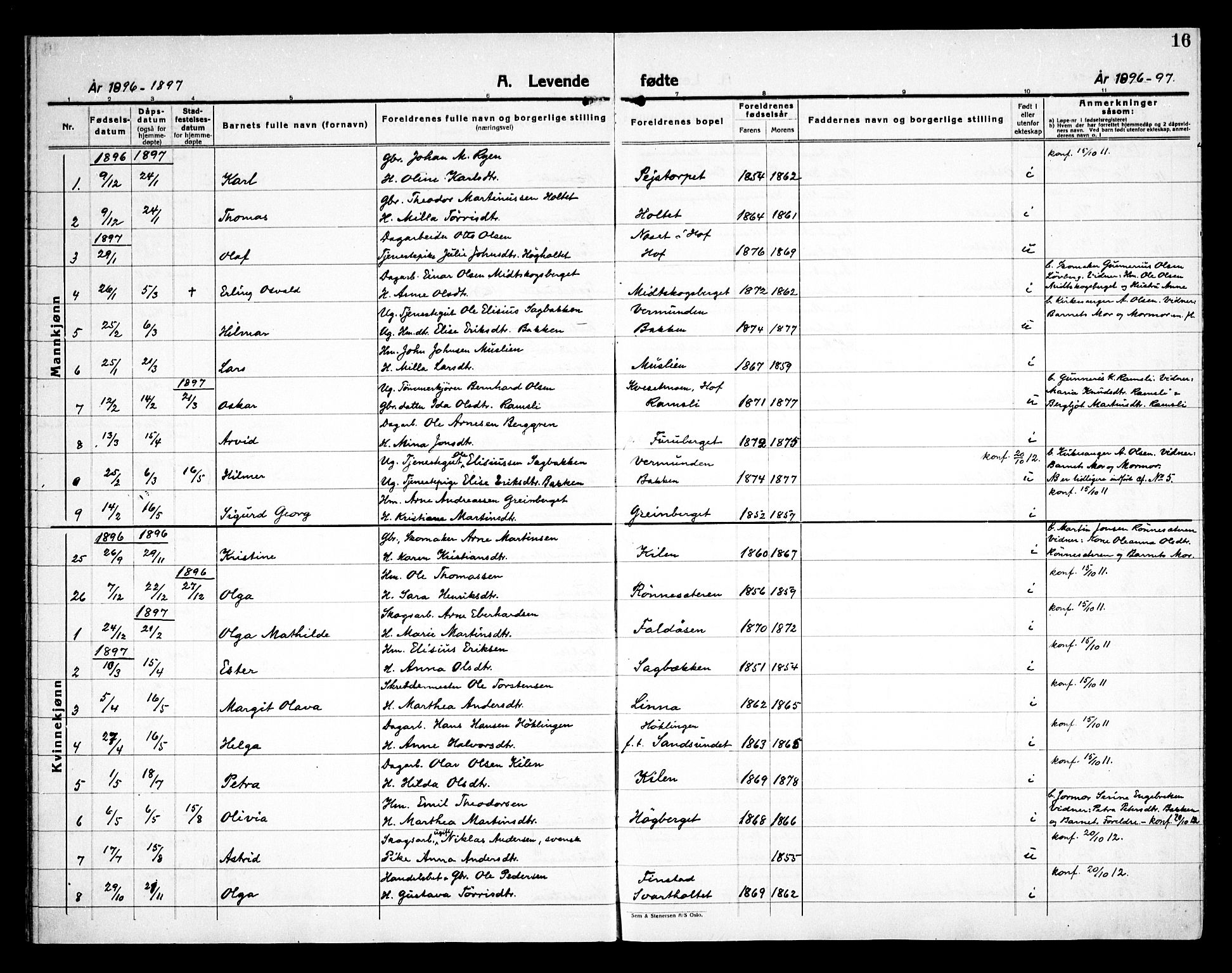 Åsnes prestekontor, SAH/PREST-042/H/Ha/Haa/L0000E: Ministerialbok nr. 0C, 1890-1929, s. 16