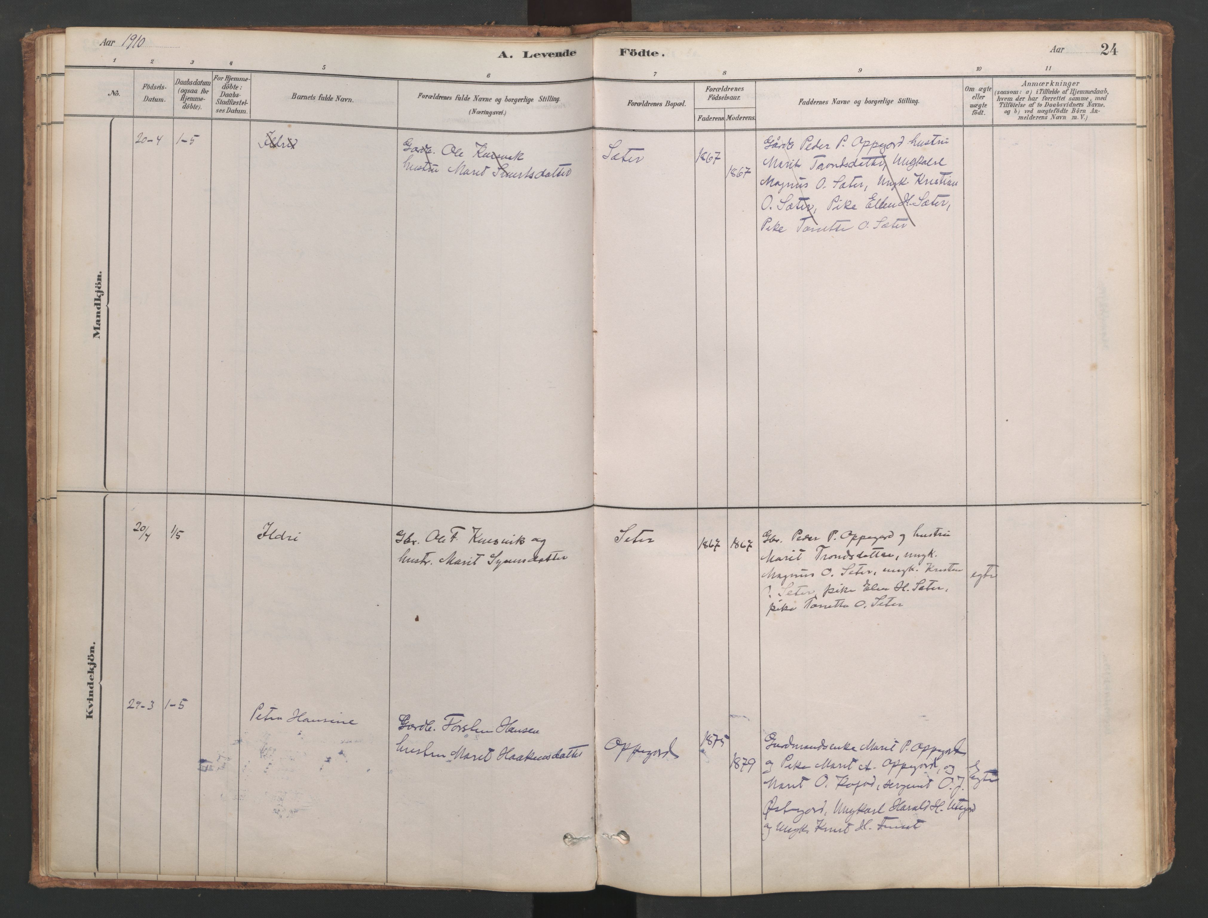 Ministerialprotokoller, klokkerbøker og fødselsregistre - Møre og Romsdal, SAT/A-1454/553/L0642: Klokkerbok nr. 553C01, 1880-1968, s. 24