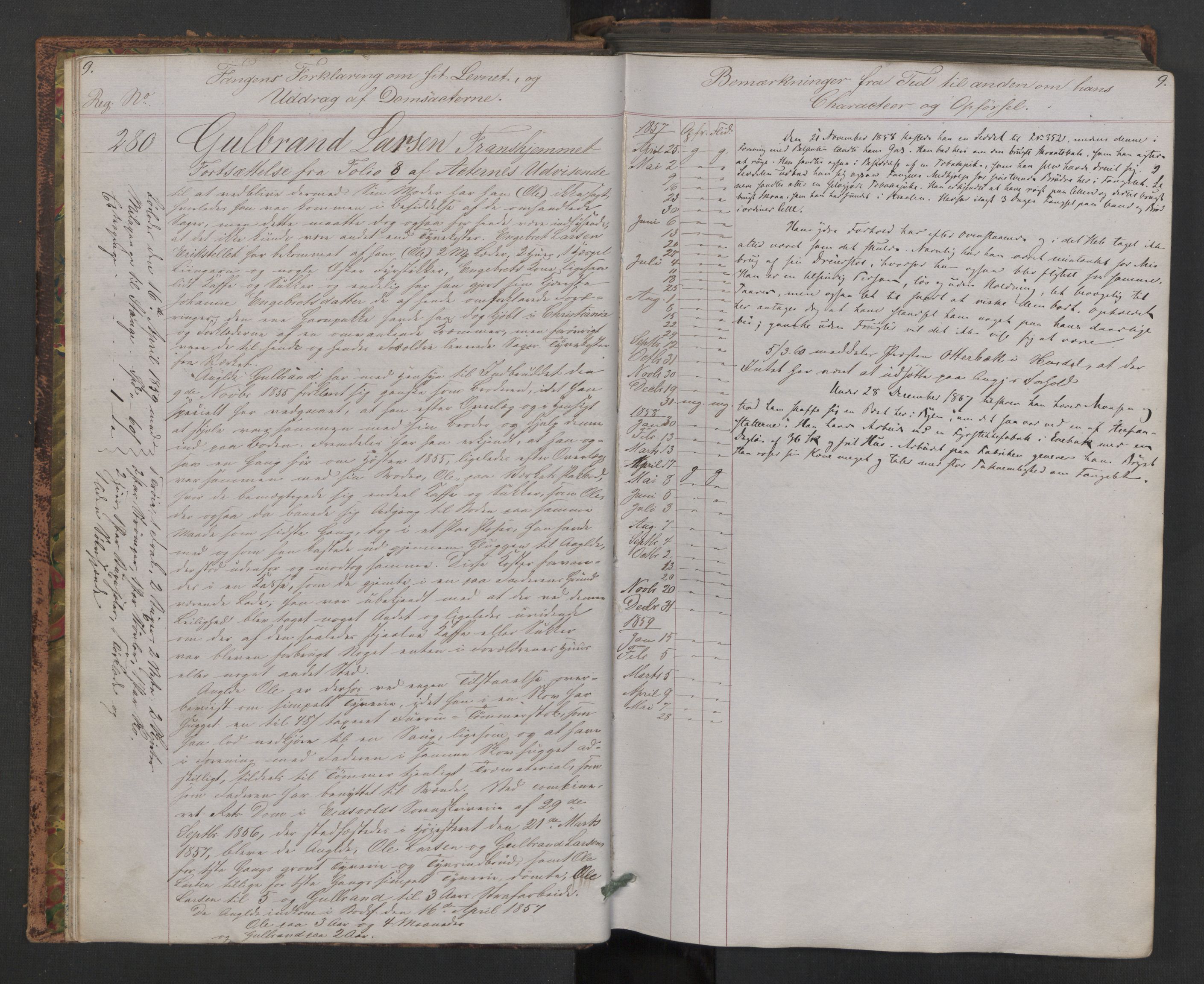 Botsfengslet, AV/RA-S-1539/D/Db/Dbb/L0005: 272b - 613b, 1857-1858, s. 9