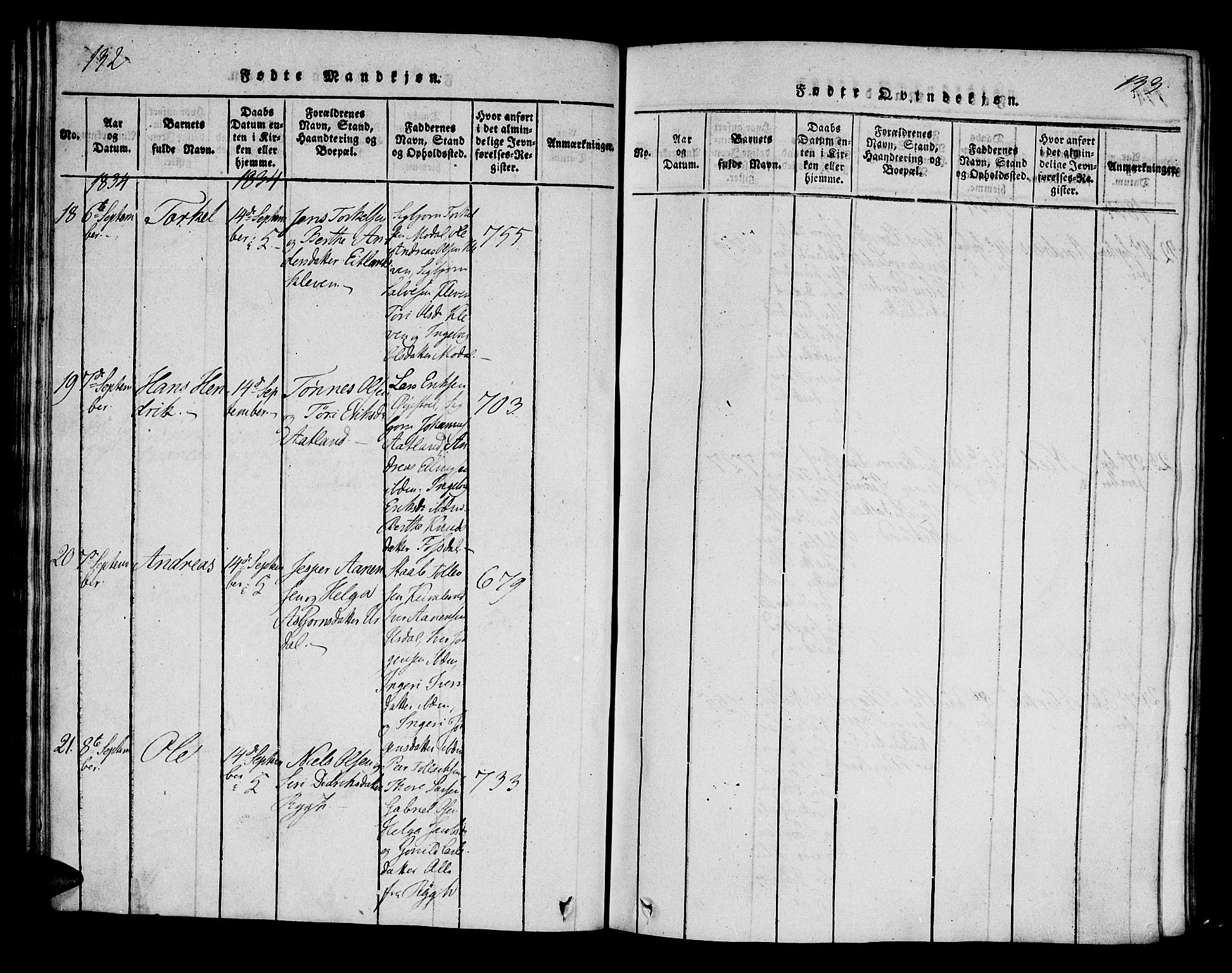 Bakke sokneprestkontor, AV/SAK-1111-0002/F/Fa/Fab/L0001: Ministerialbok nr. A 1, 1815-1835, s. 132-133