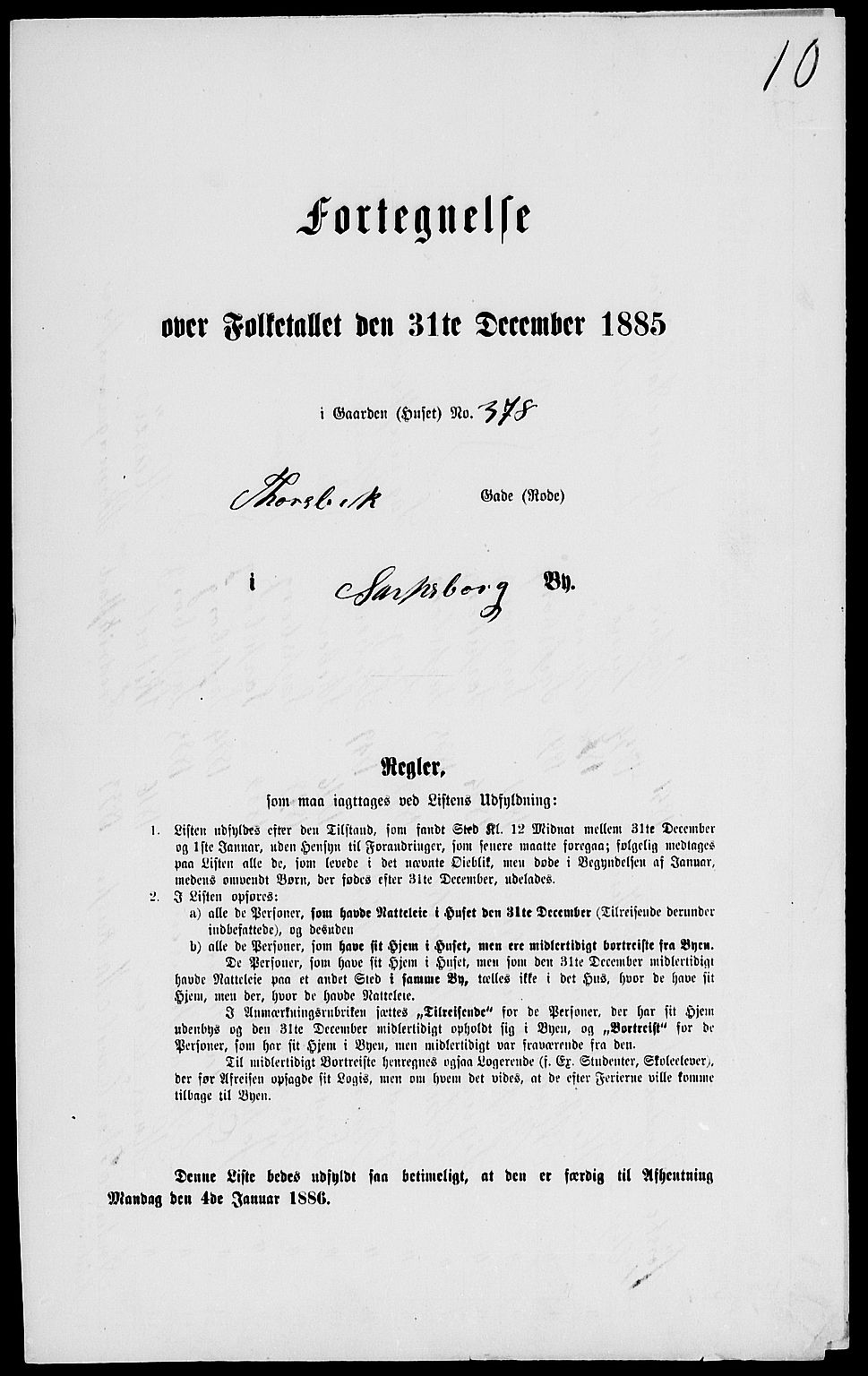 RA, Folketelling 1885 for 0102 Sarpsborg kjøpstad, 1885, s. 19