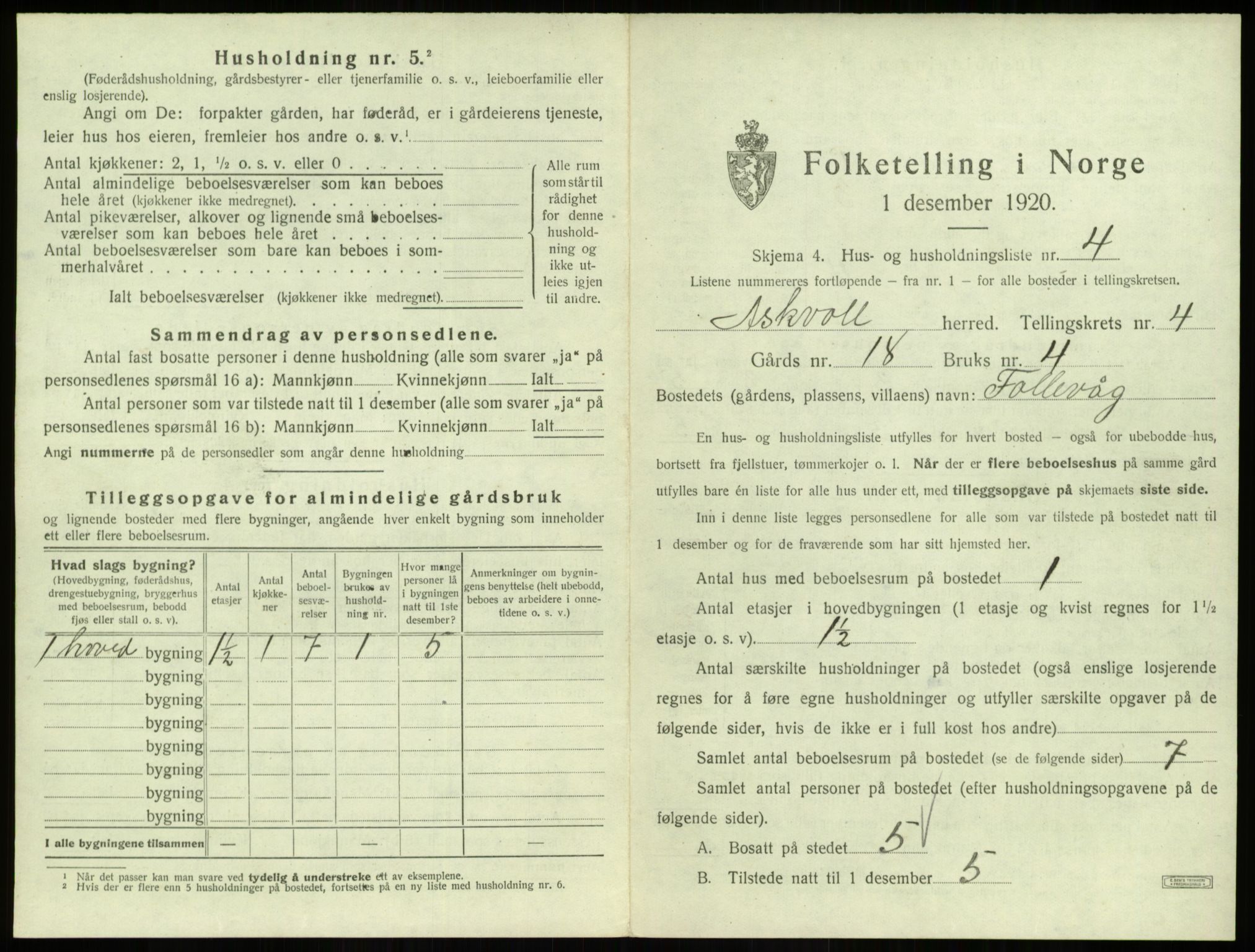 SAB, Folketelling 1920 for 1428 Askvoll herred, 1920, s. 246