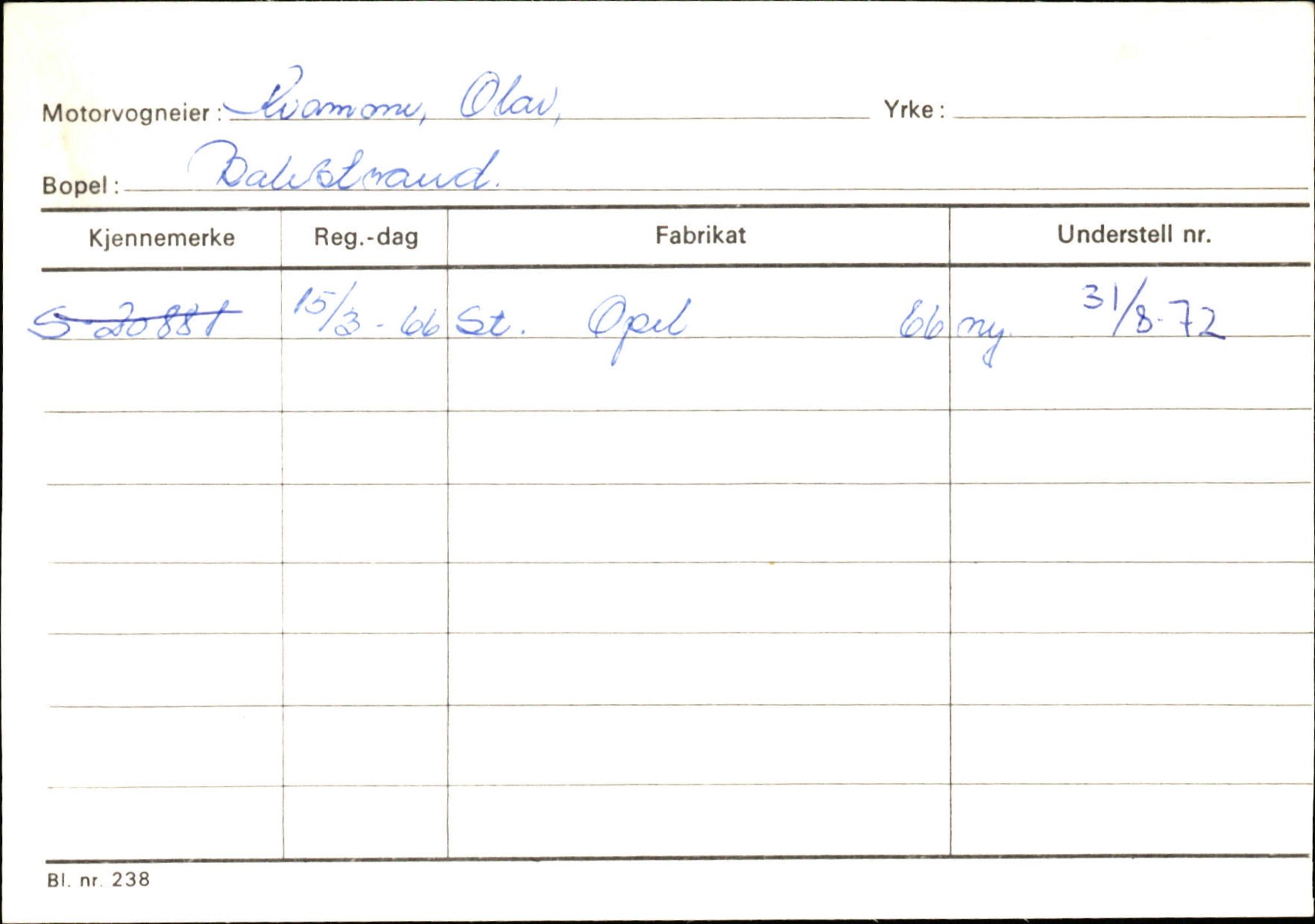 Statens vegvesen, Sogn og Fjordane vegkontor, SAB/A-5301/4/F/L0132: Eigarregister Askvoll A-Å. Balestrand A-Å, 1945-1975, s. 1911