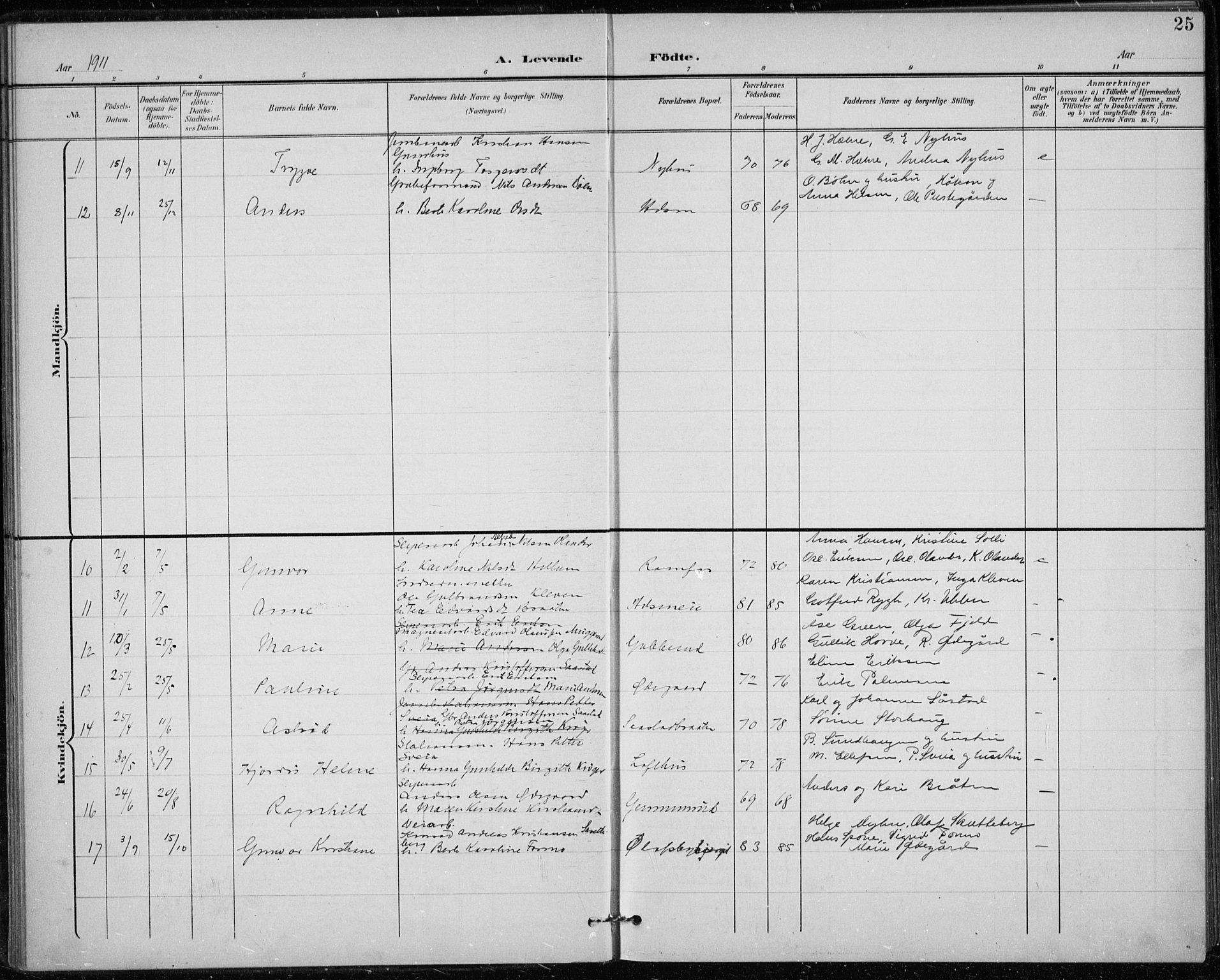 Modum kirkebøker, AV/SAKO-A-234/F/Fa/L0020: Ministerialbok nr. 20, 1900-1917, s. 25