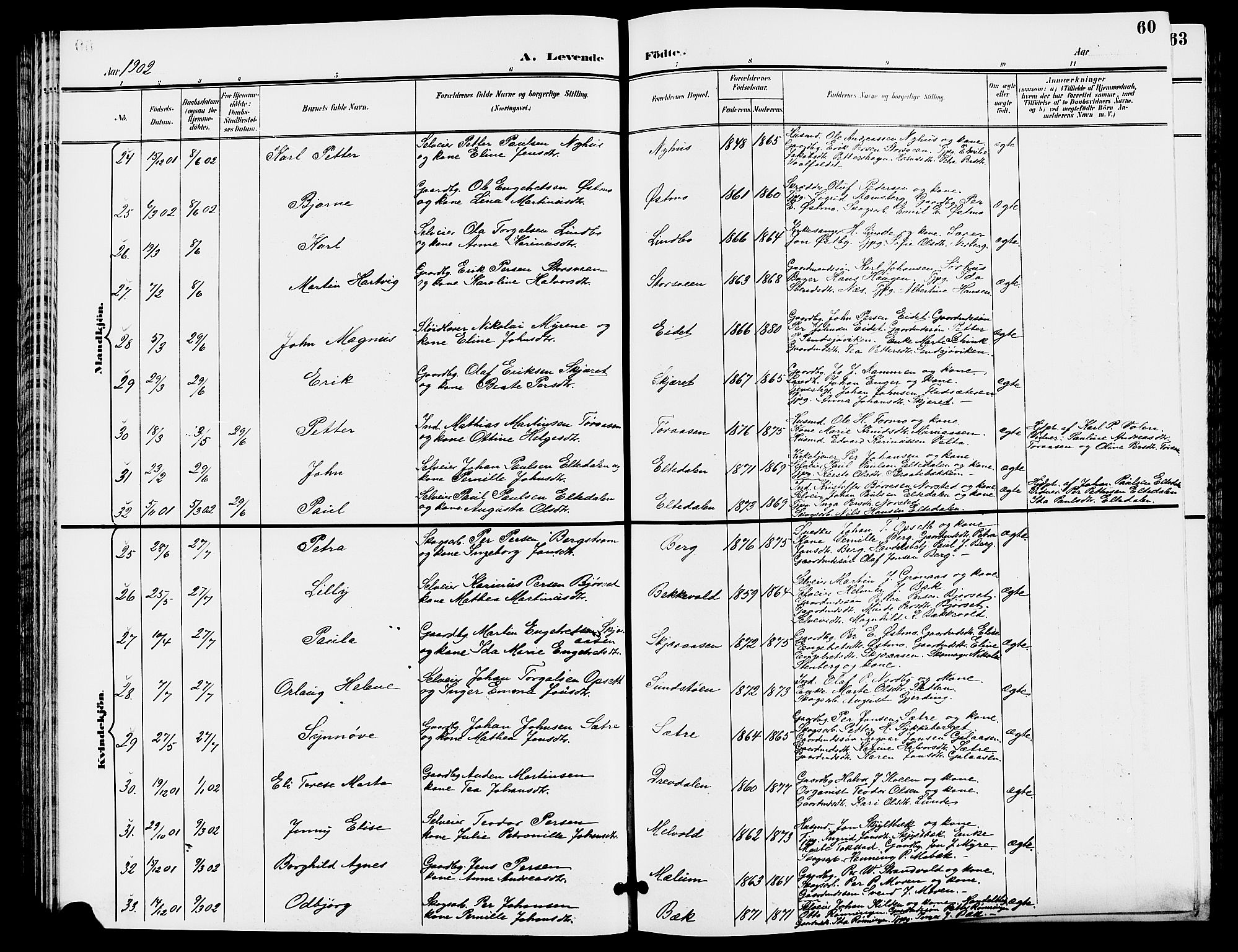 Trysil prestekontor, SAH/PREST-046/H/Ha/Hab/L0006: Klokkerbok nr. 6, 1896-1912, s. 60