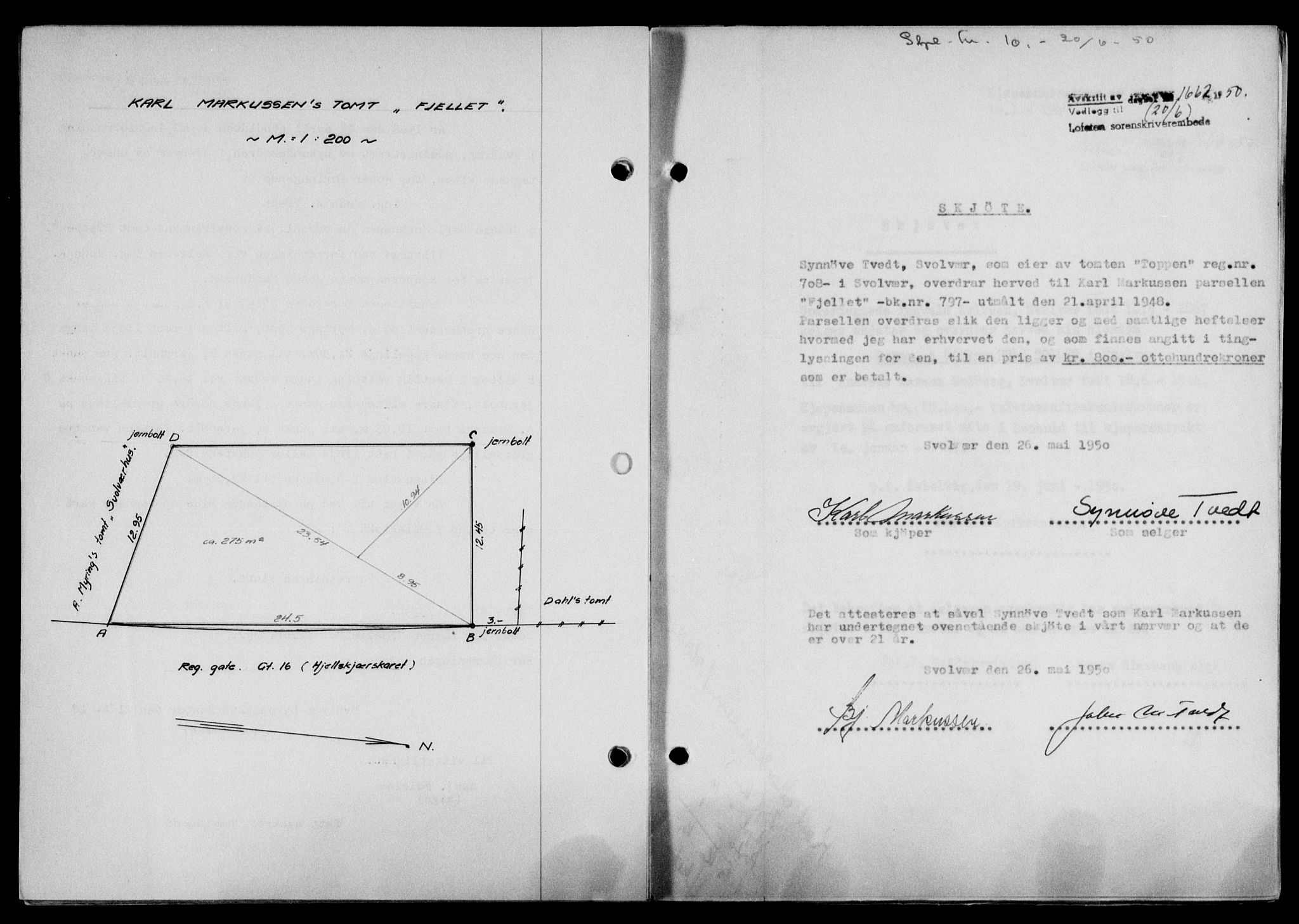 Lofoten sorenskriveri, SAT/A-0017/1/2/2C/L0023a: Pantebok nr. 23a, 1950-1950, Dagboknr: 1662/1950