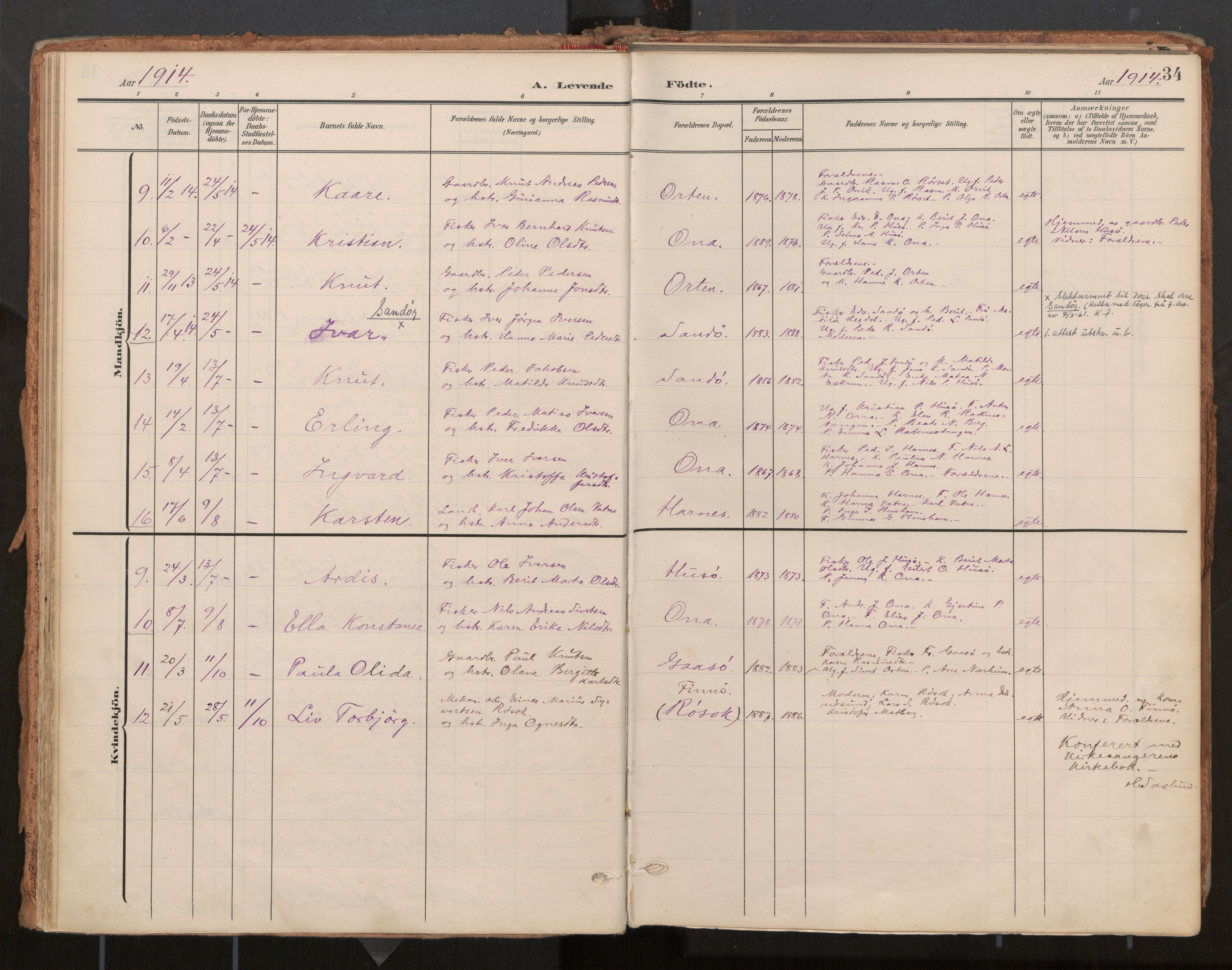 Ministerialprotokoller, klokkerbøker og fødselsregistre - Møre og Romsdal, AV/SAT-A-1454/561/L0730: Ministerialbok nr. 561A04, 1901-1929, s. 34