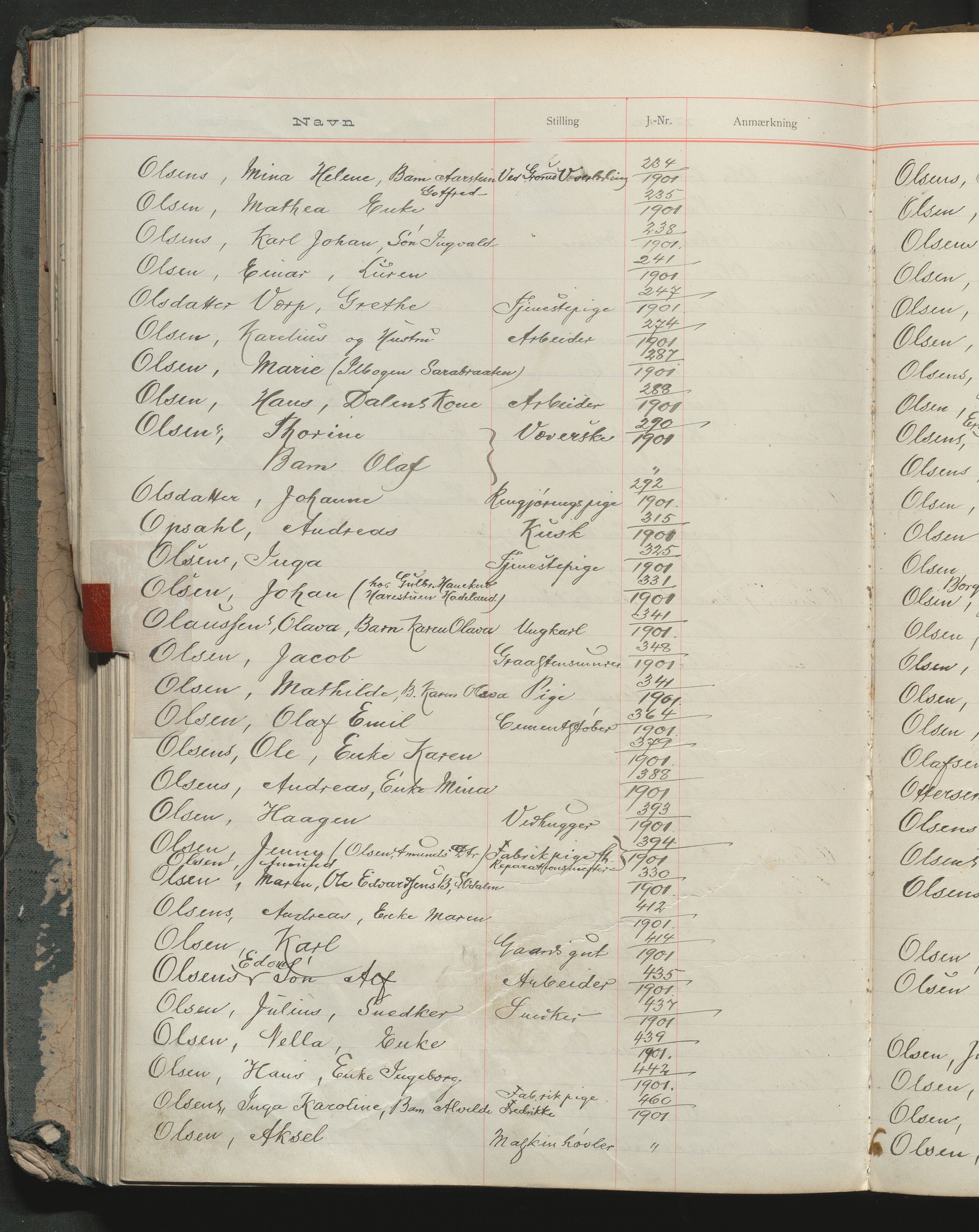 Fattigvesenet, OBA/A-20045/Fr/L0003: Klientregister, 1901-1908, s. 159