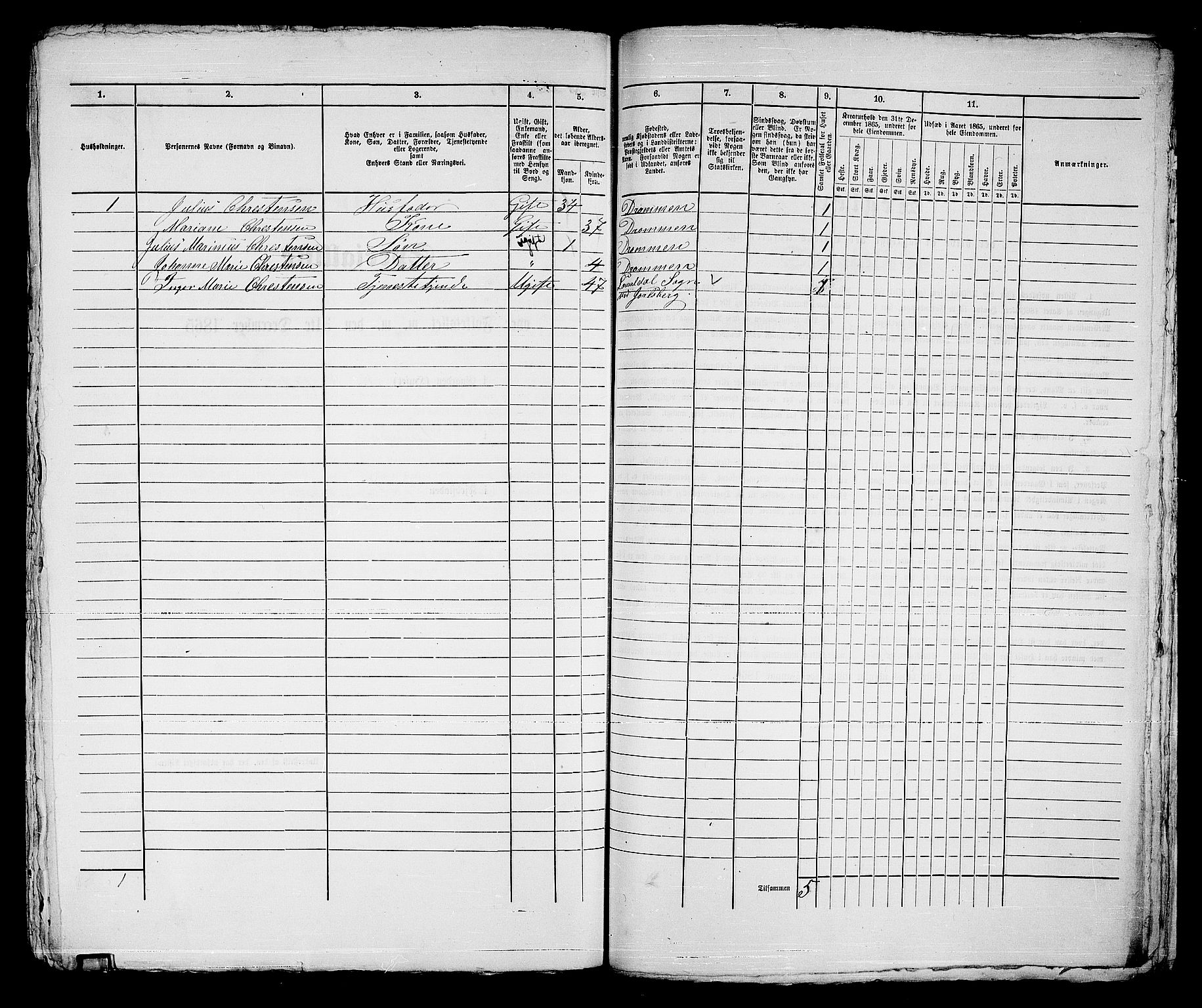 RA, Folketelling 1865 for 0602bP Strømsø prestegjeld i Drammen kjøpstad, 1865, s. 546