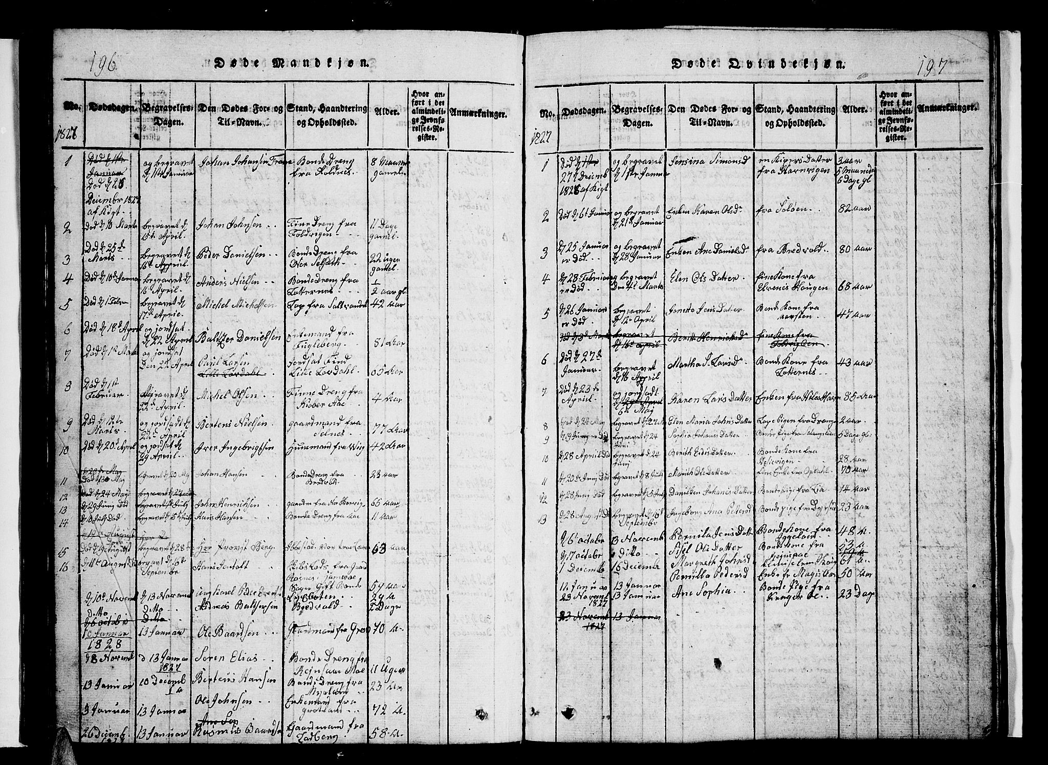Ibestad sokneprestembete, AV/SATØ-S-0077/H/Ha/Hab/L0002klokker: Klokkerbok nr. 2, 1821-1833, s. 196-197