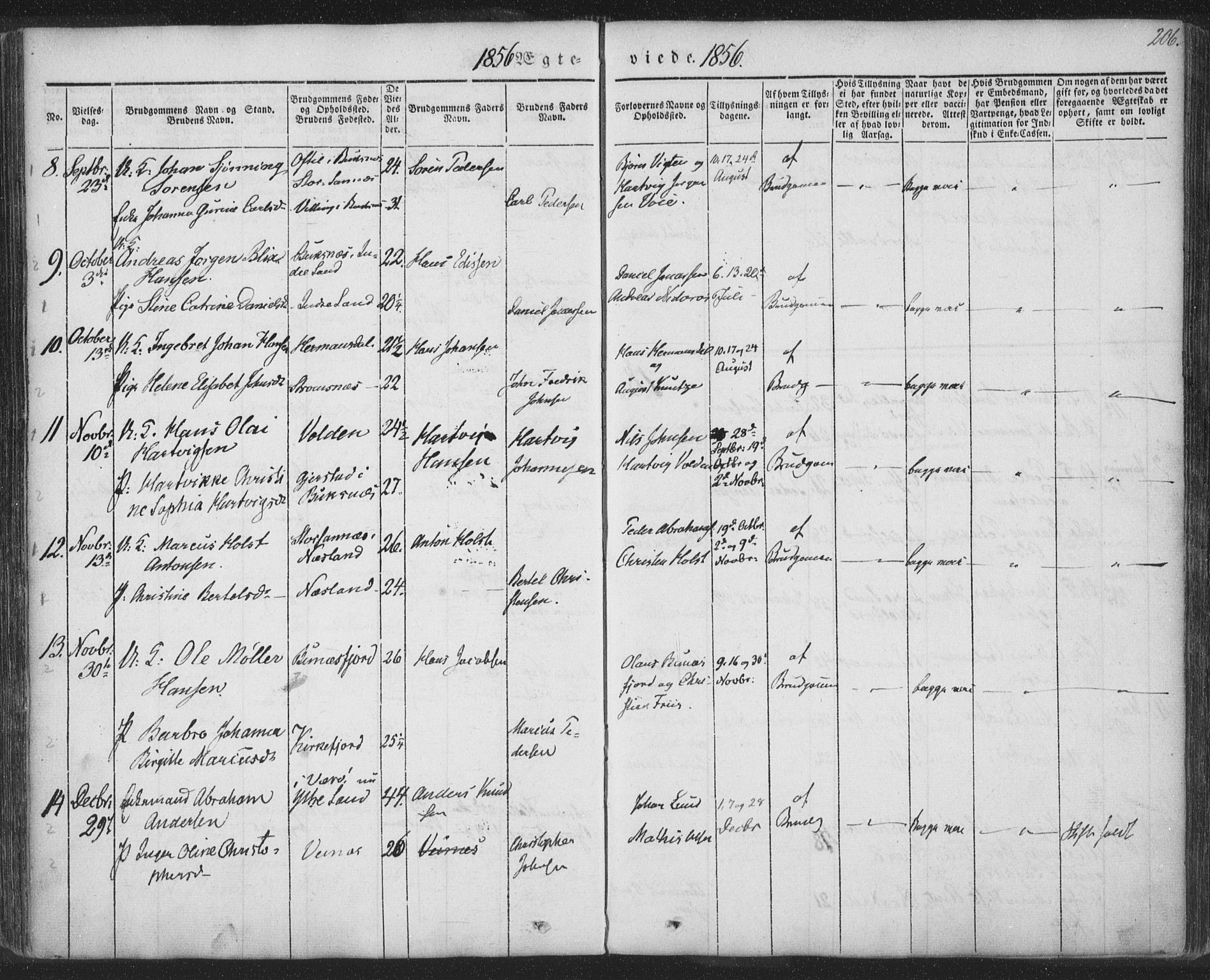 Ministerialprotokoller, klokkerbøker og fødselsregistre - Nordland, AV/SAT-A-1459/885/L1202: Ministerialbok nr. 885A03, 1838-1859, s. 206