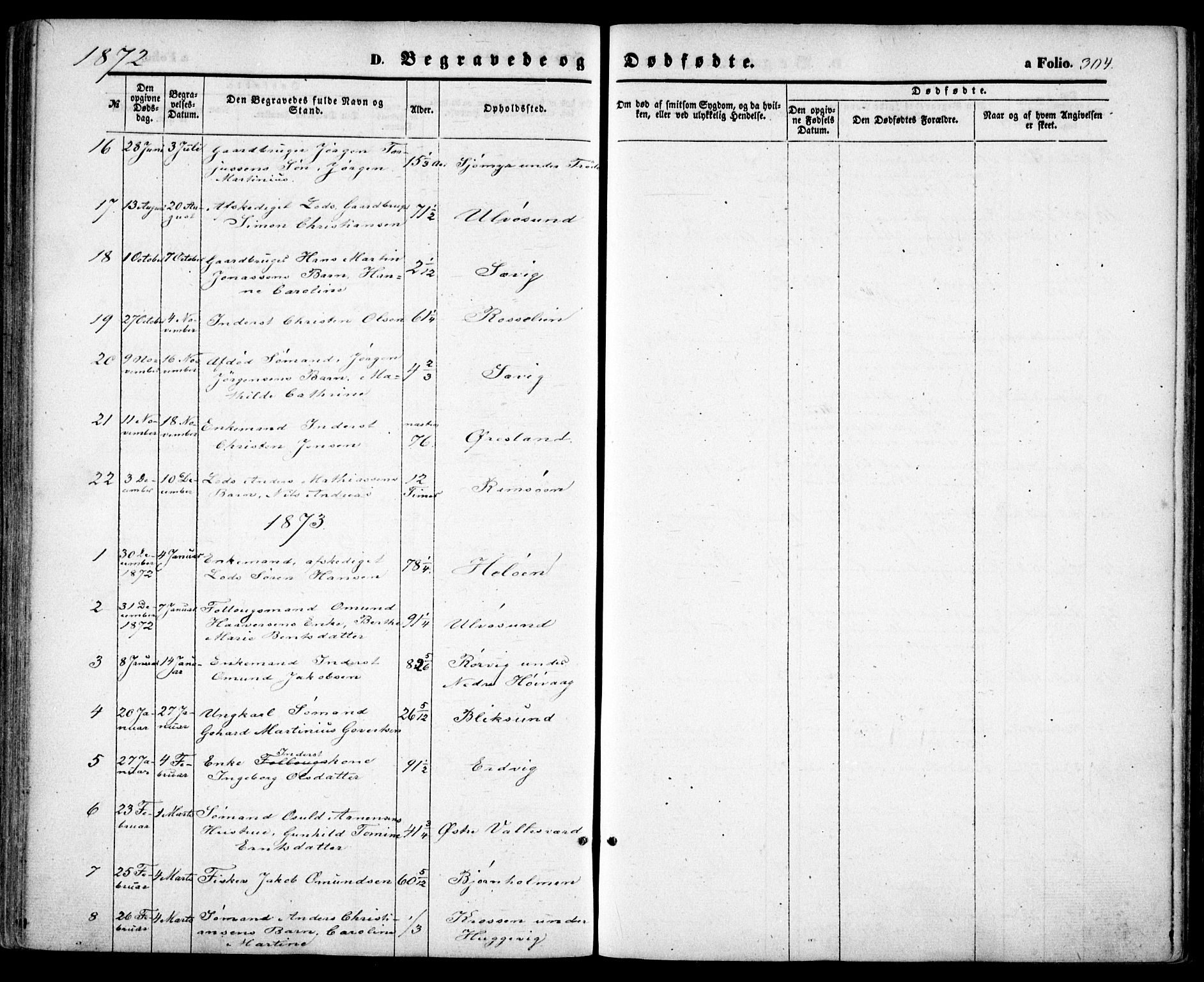 Høvåg sokneprestkontor, SAK/1111-0025/F/Fa/L0004: Ministerialbok nr. A 4, 1859-1877, s. 304