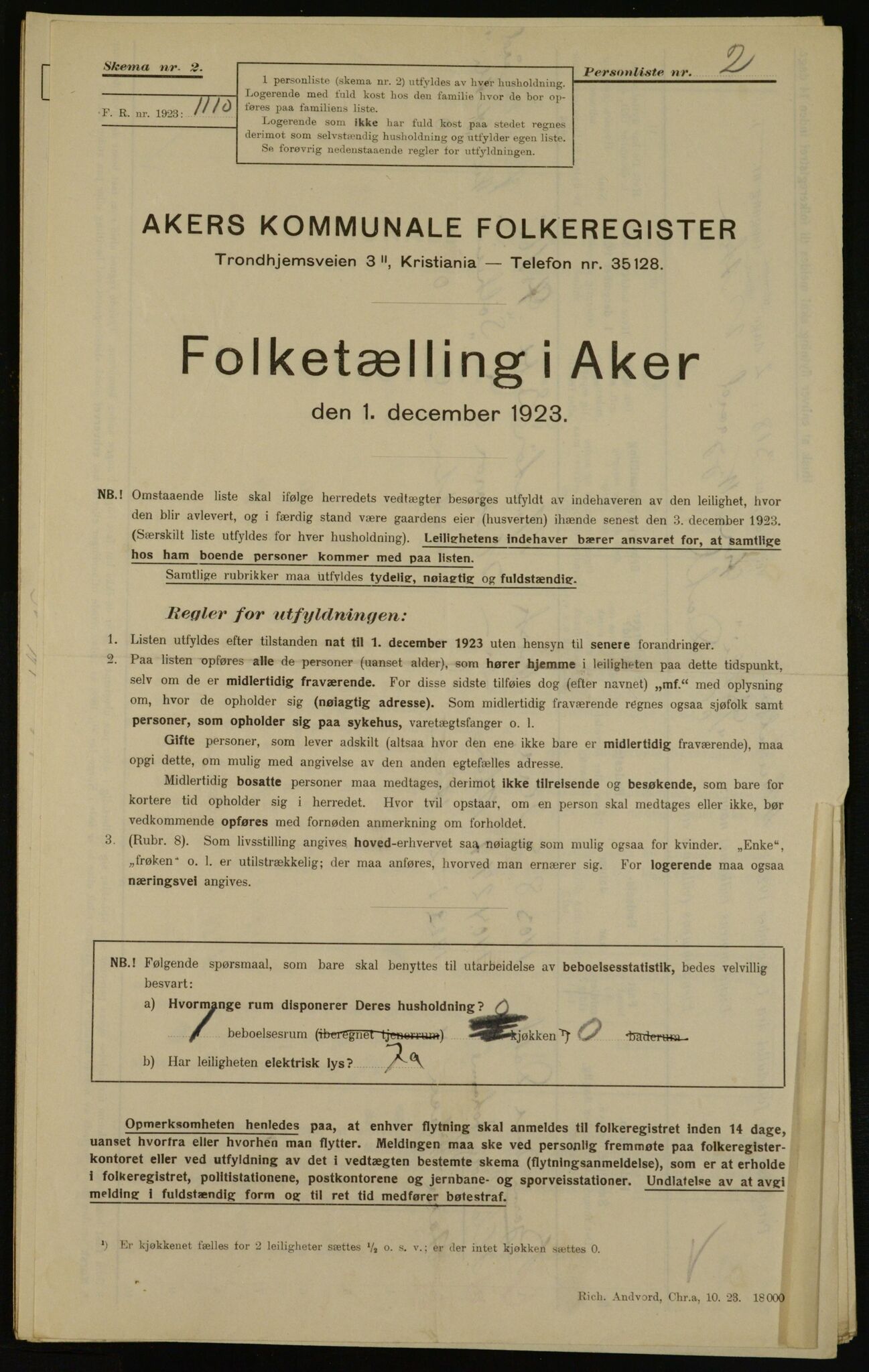 , Kommunal folketelling 1.12.1923 for Aker, 1923, s. 14881