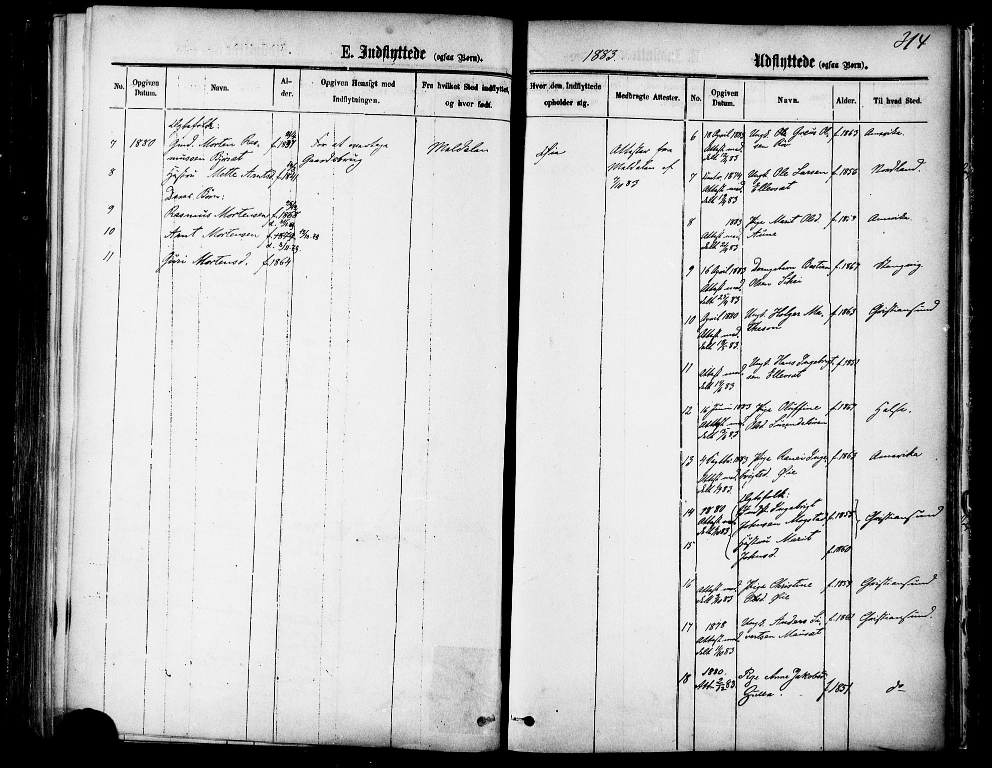 Ministerialprotokoller, klokkerbøker og fødselsregistre - Møre og Romsdal, SAT/A-1454/595/L1046: Ministerialbok nr. 595A08, 1874-1884, s. 314