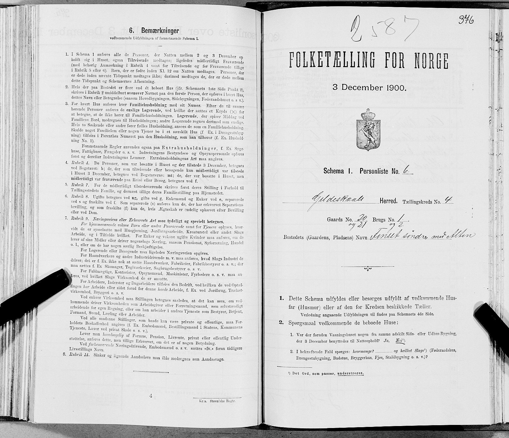 SAT, Folketelling 1900 for 1838 Gildeskål herred, 1900, s. 419