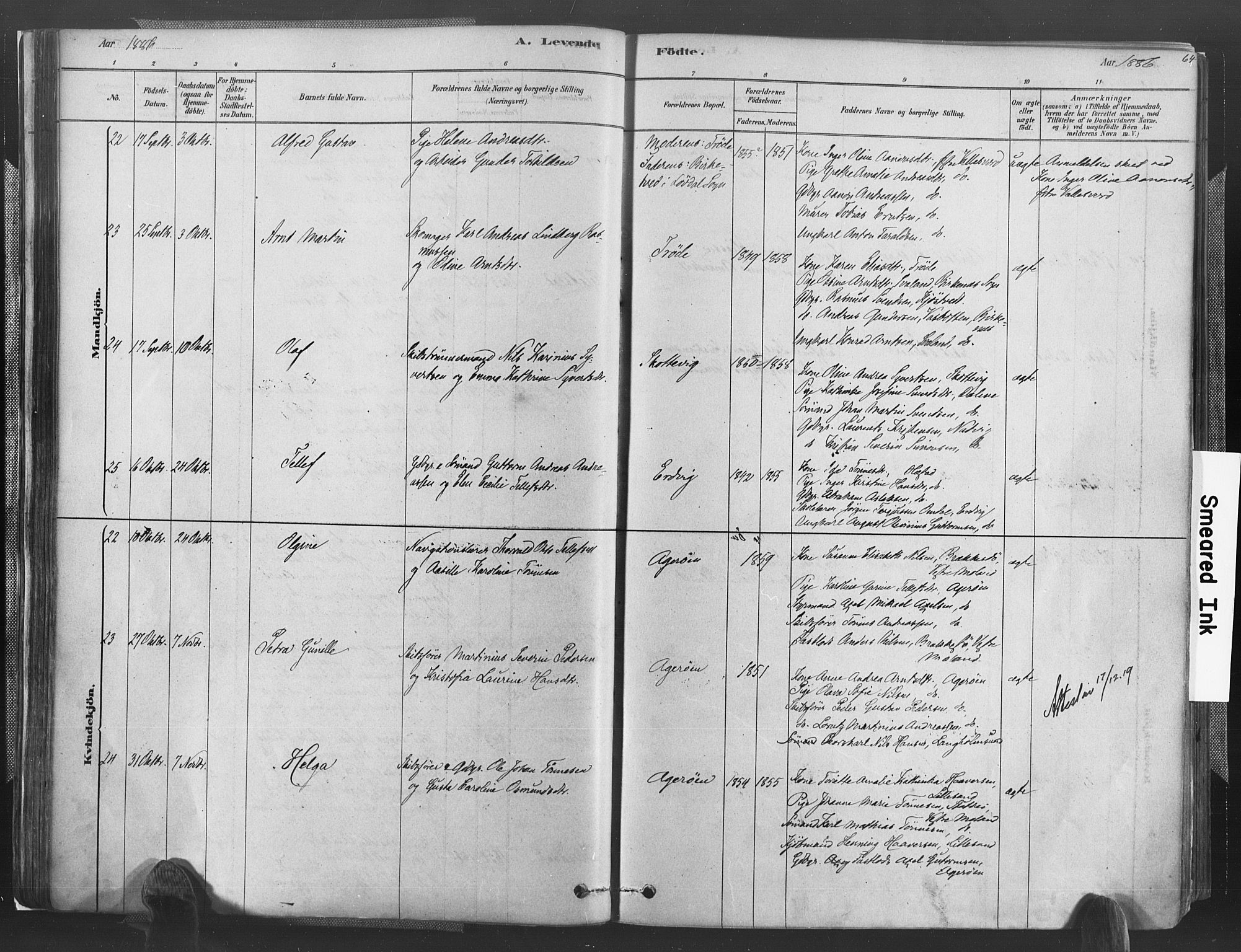 Høvåg sokneprestkontor, AV/SAK-1111-0025/F/Fa/L0005: Ministerialbok nr. A 5, 1878-1893, s. 64
