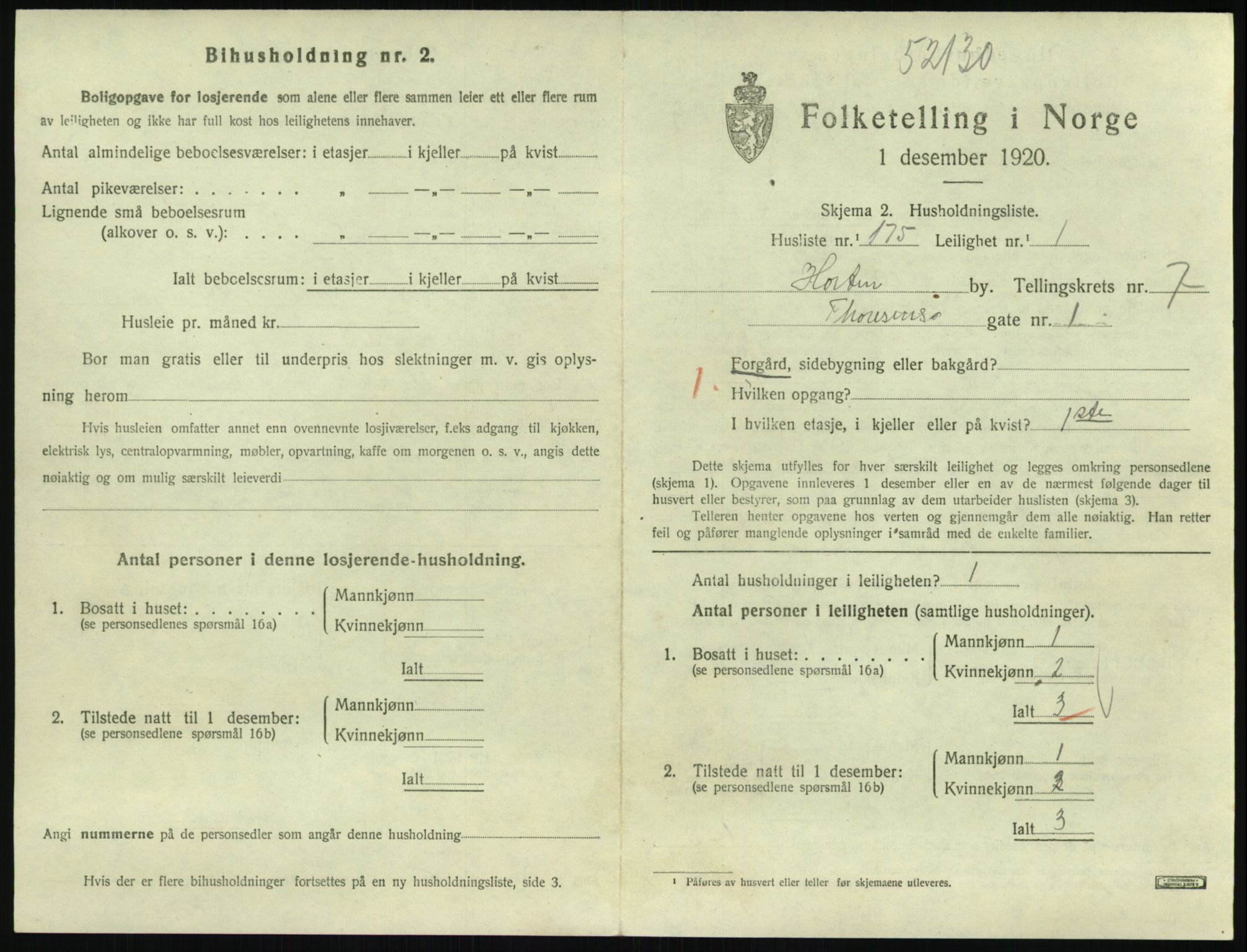 SAKO, Folketelling 1920 for 0703 Horten kjøpstad, 1920, s. 7849