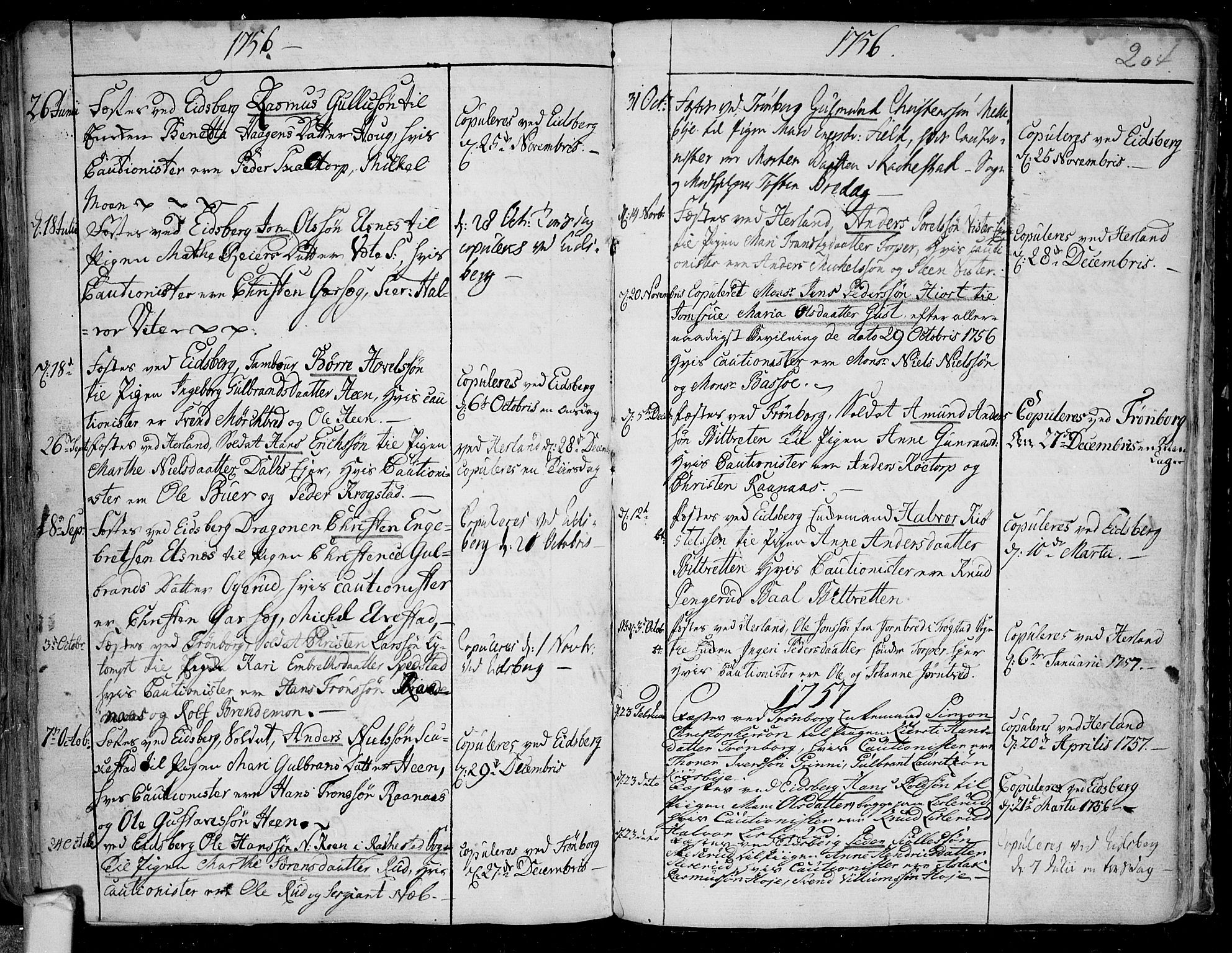 Eidsberg prestekontor Kirkebøker, AV/SAO-A-10905/F/Fa/L0003: Ministerialbok nr.  I 3, 1742-1758, s. 203-204