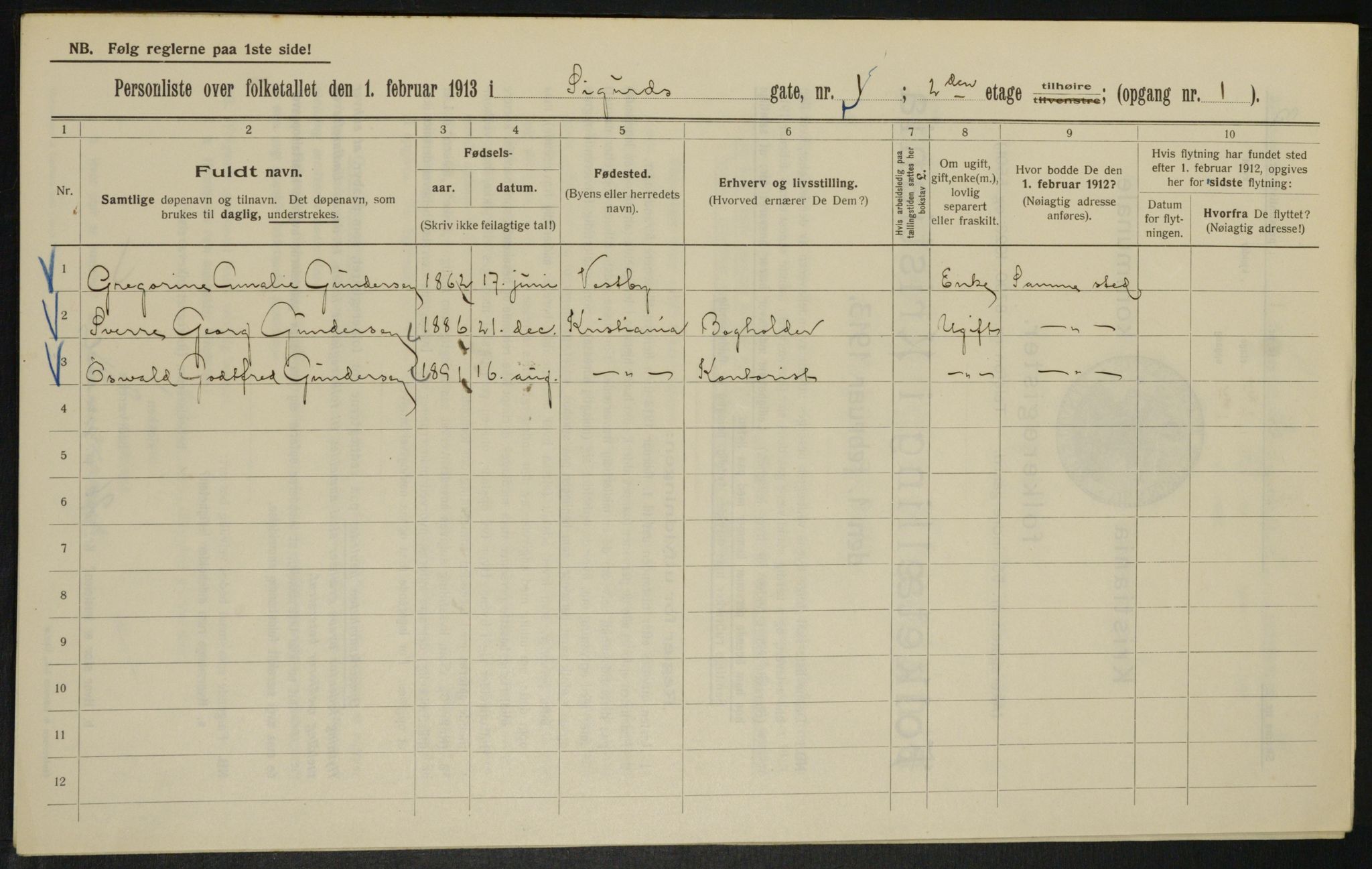 OBA, Kommunal folketelling 1.2.1913 for Kristiania, 1913, s. 94781