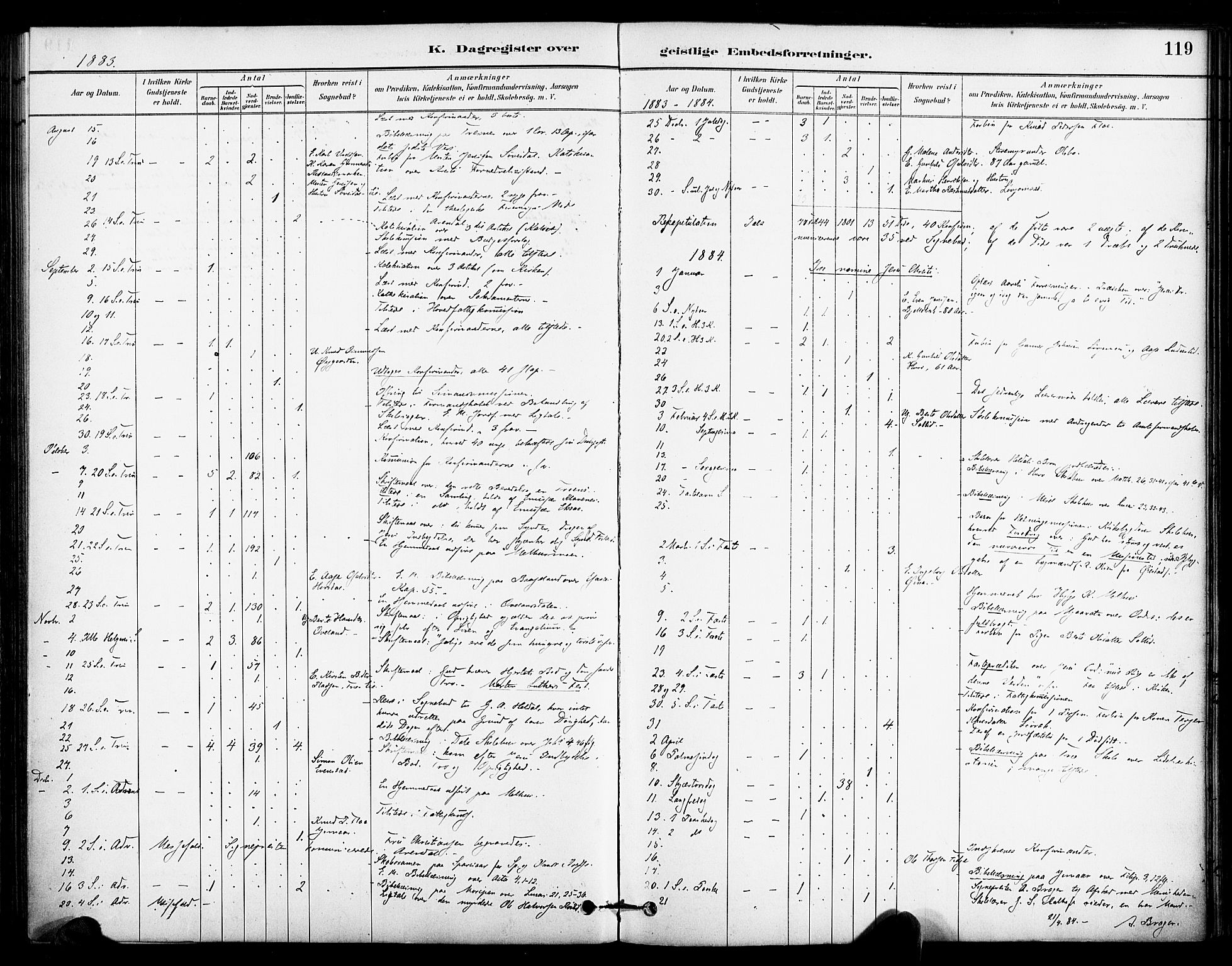 Froland sokneprestkontor, SAK/1111-0013/F/Fa/L0004: Ministerialbok nr. A 4, 1882-1906, s. 119