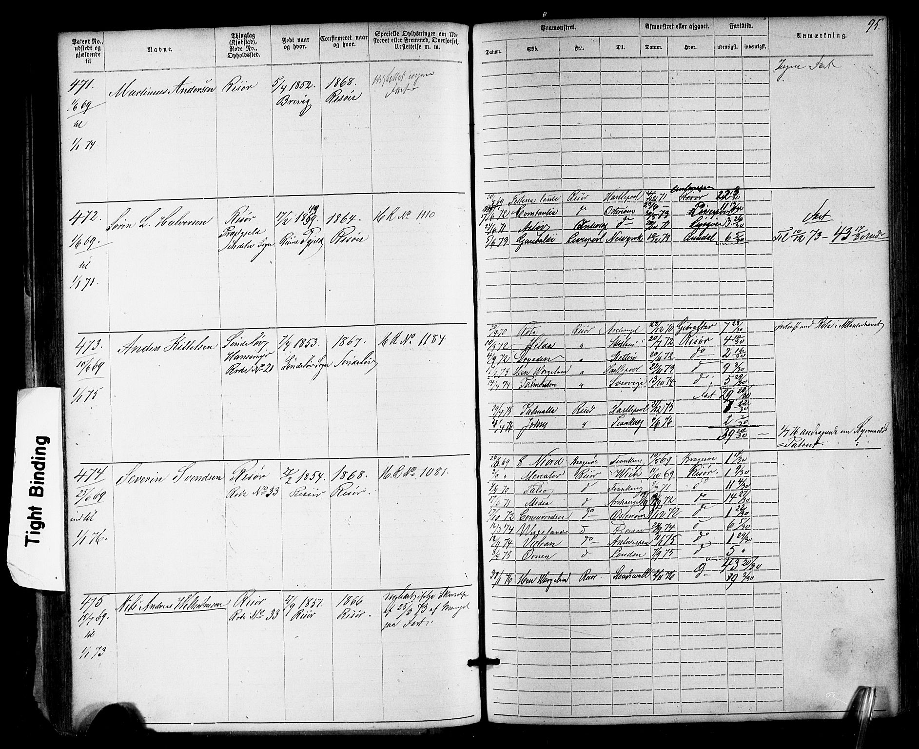 Risør mønstringskrets, AV/SAK-2031-0010/F/Fa/L0003: Annotasjonsrulle nr 1-1913 med register, T-7, 1863-1899, s. 31