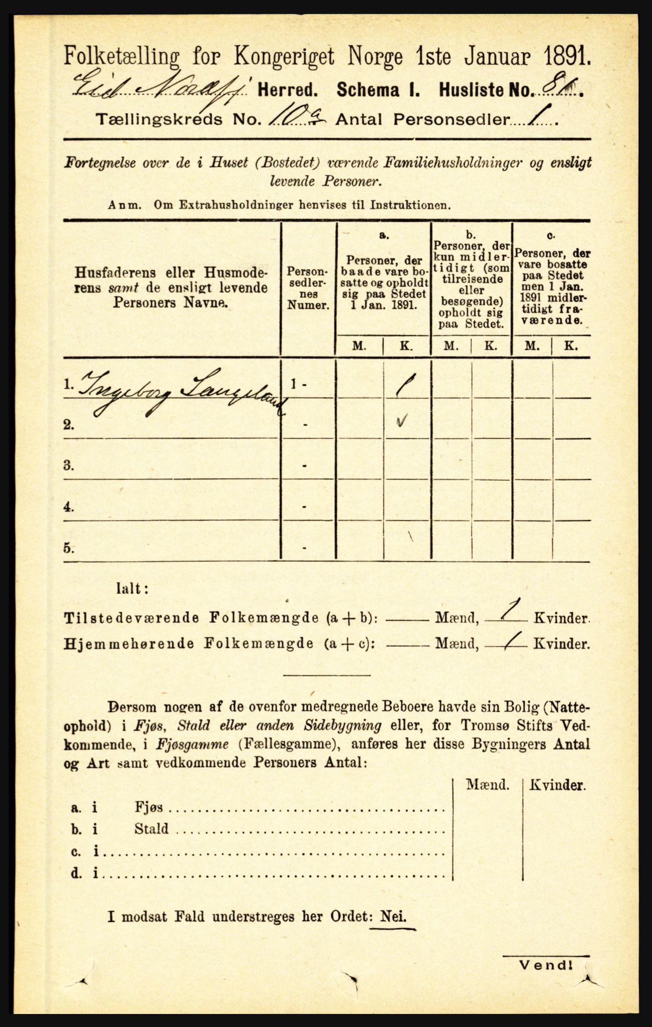 RA, Folketelling 1891 for 1443 Eid herred, 1891, s. 2814