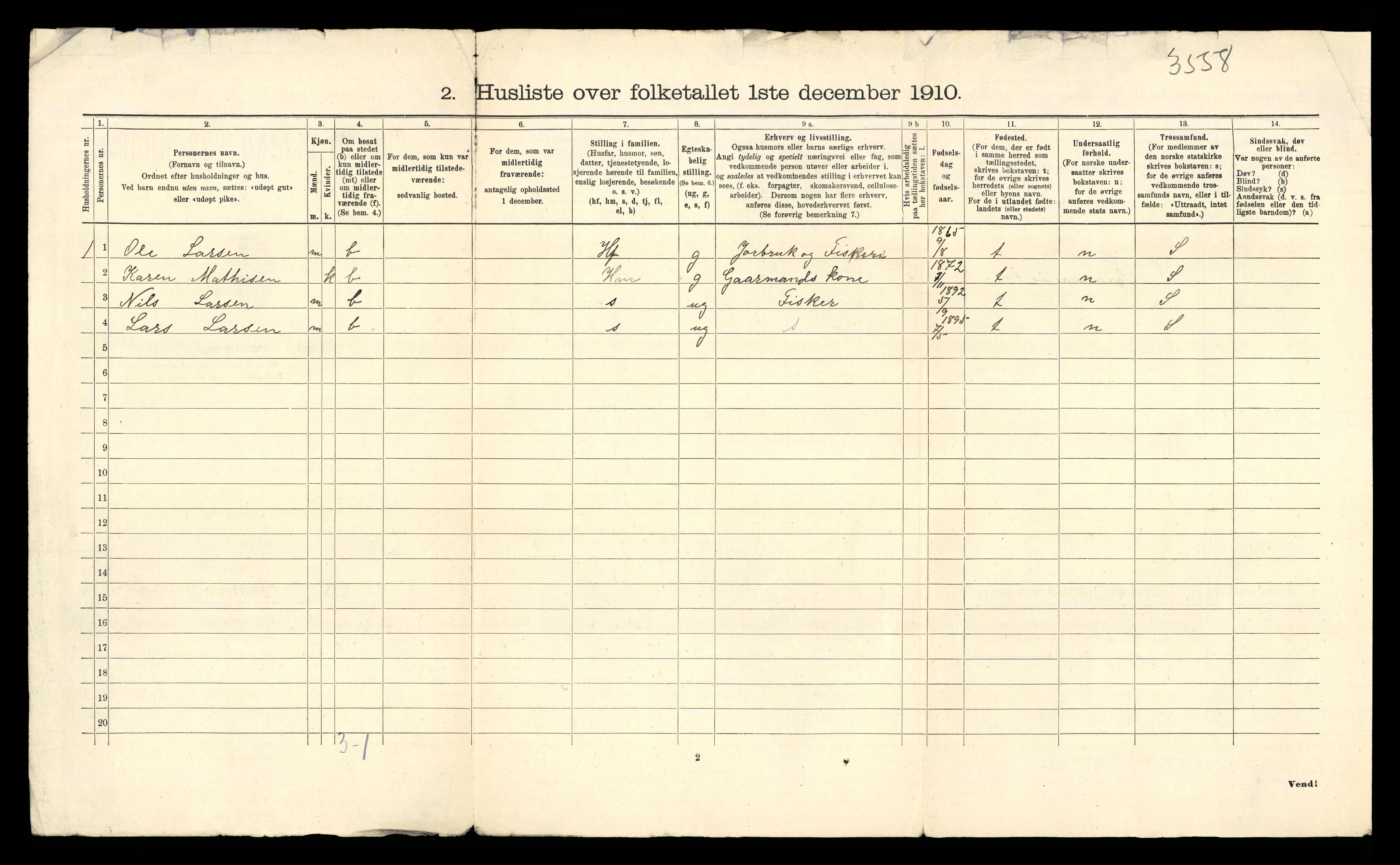 RA, Folketelling 1910 for 1943 Kvænangen herred, 1910, s. 25