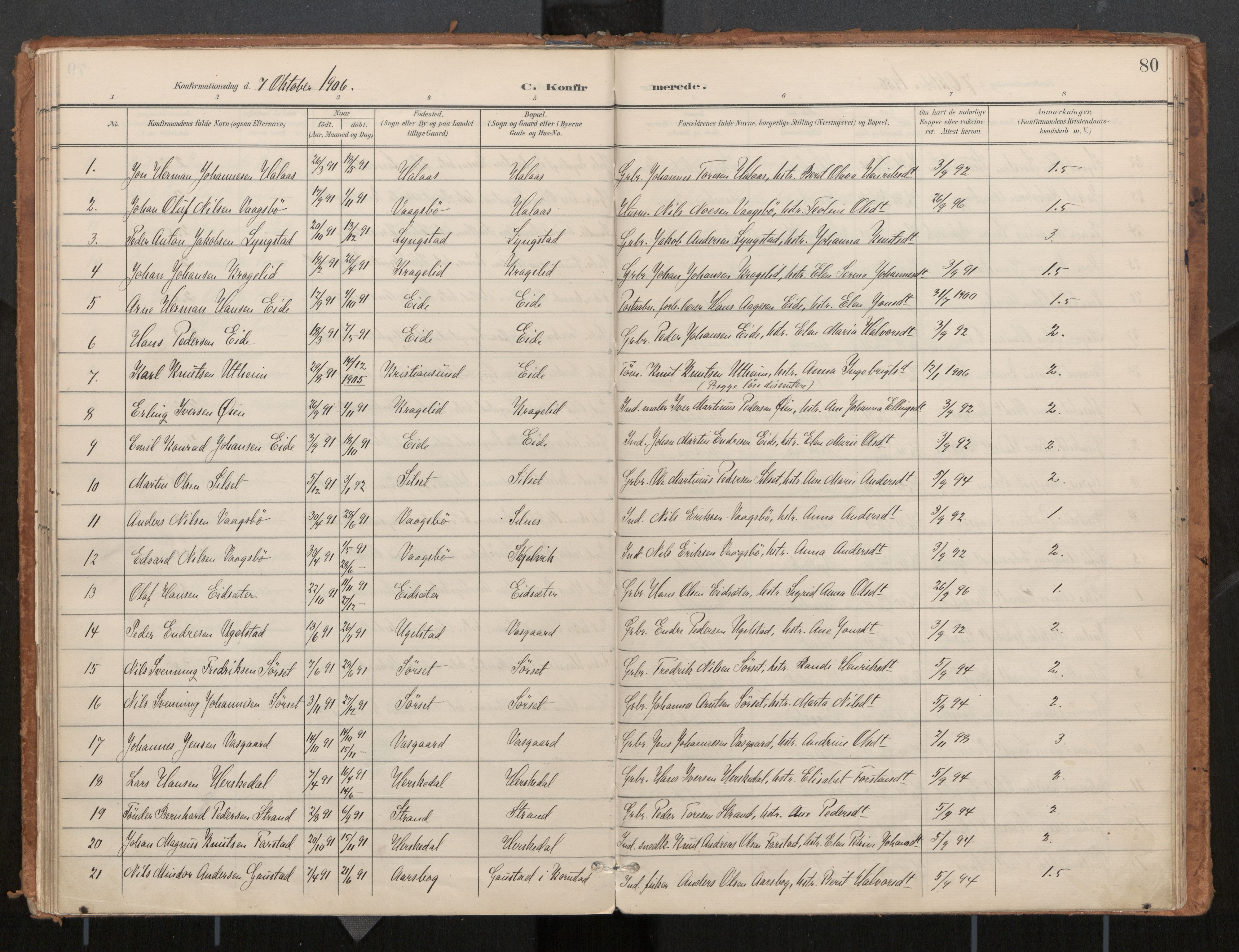 Ministerialprotokoller, klokkerbøker og fødselsregistre - Møre og Romsdal, SAT/A-1454/571/L0836a: Ministerialbok nr. 571A02, 1898-1910, s. 80