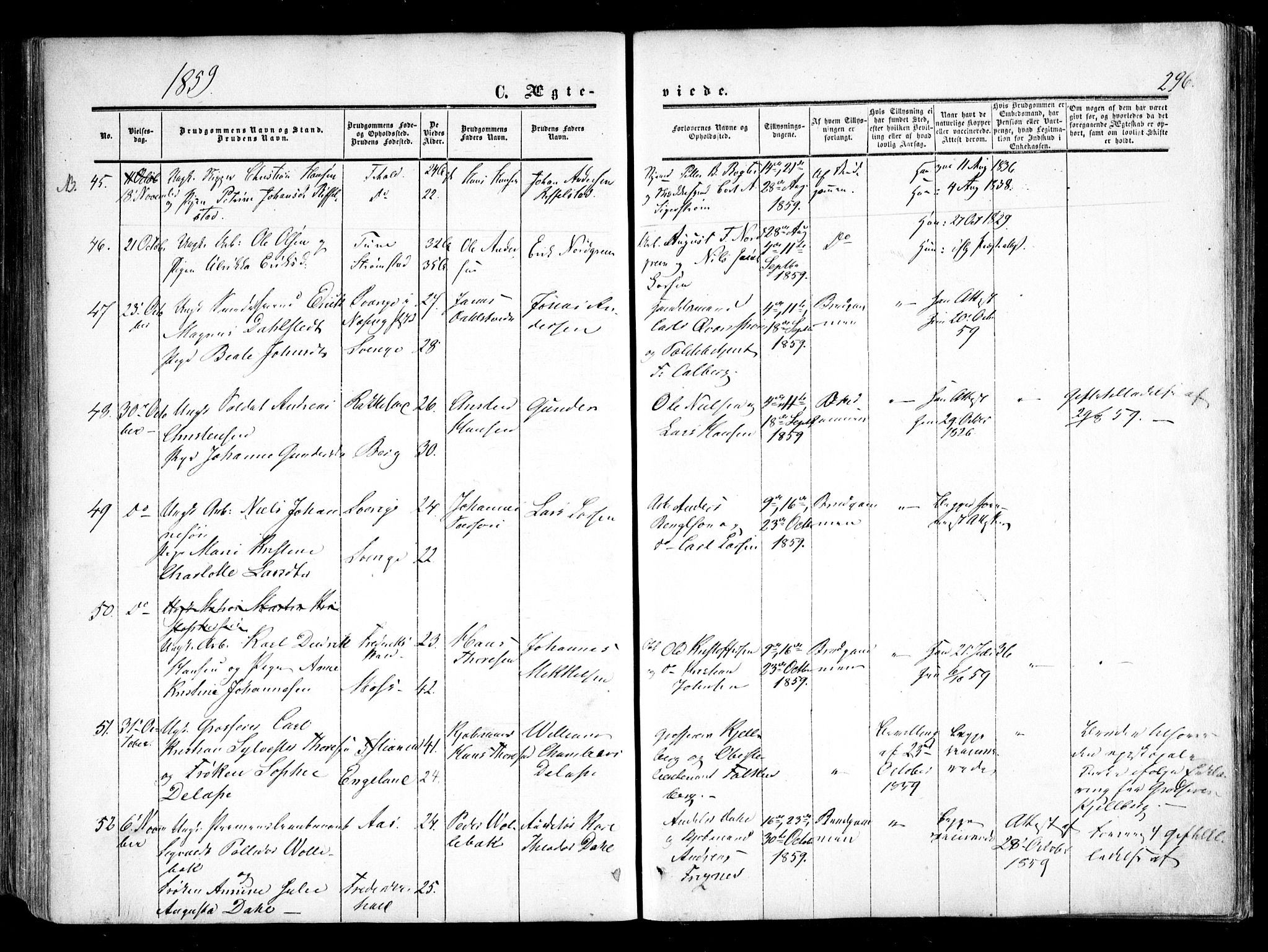 Halden prestekontor Kirkebøker, AV/SAO-A-10909/F/Fa/L0007: Ministerialbok nr. I 7, 1857-1865, s. 296