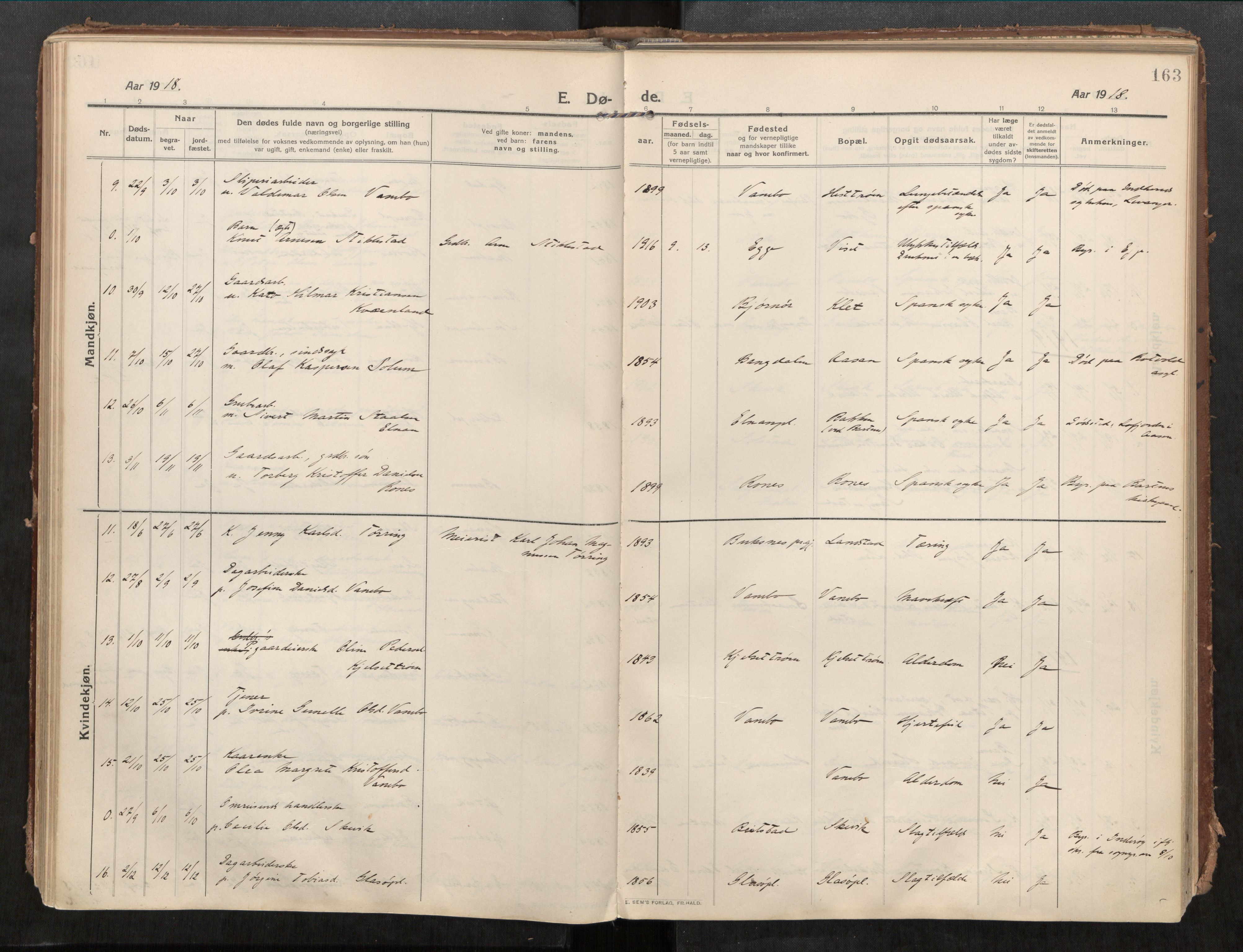 Beitstad sokneprestkontor, AV/SAT-A-1162/I/I1/I1a/L0001: Ministerialbok nr. 1, 1912-1927, s. 163