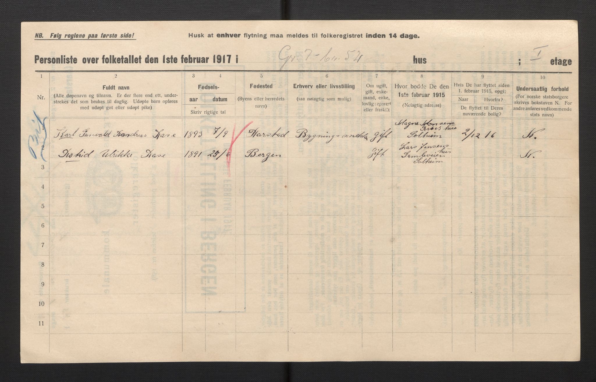 SAB, Kommunal folketelling 1917 for Bergen kjøpstad, 1917, s. 48738